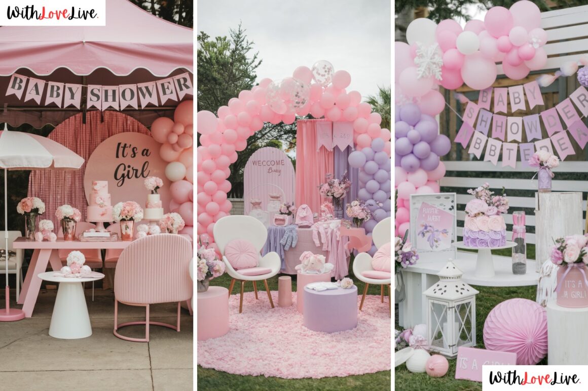 Outdoor Pink Winter Wonderland Baby Shower Ideas