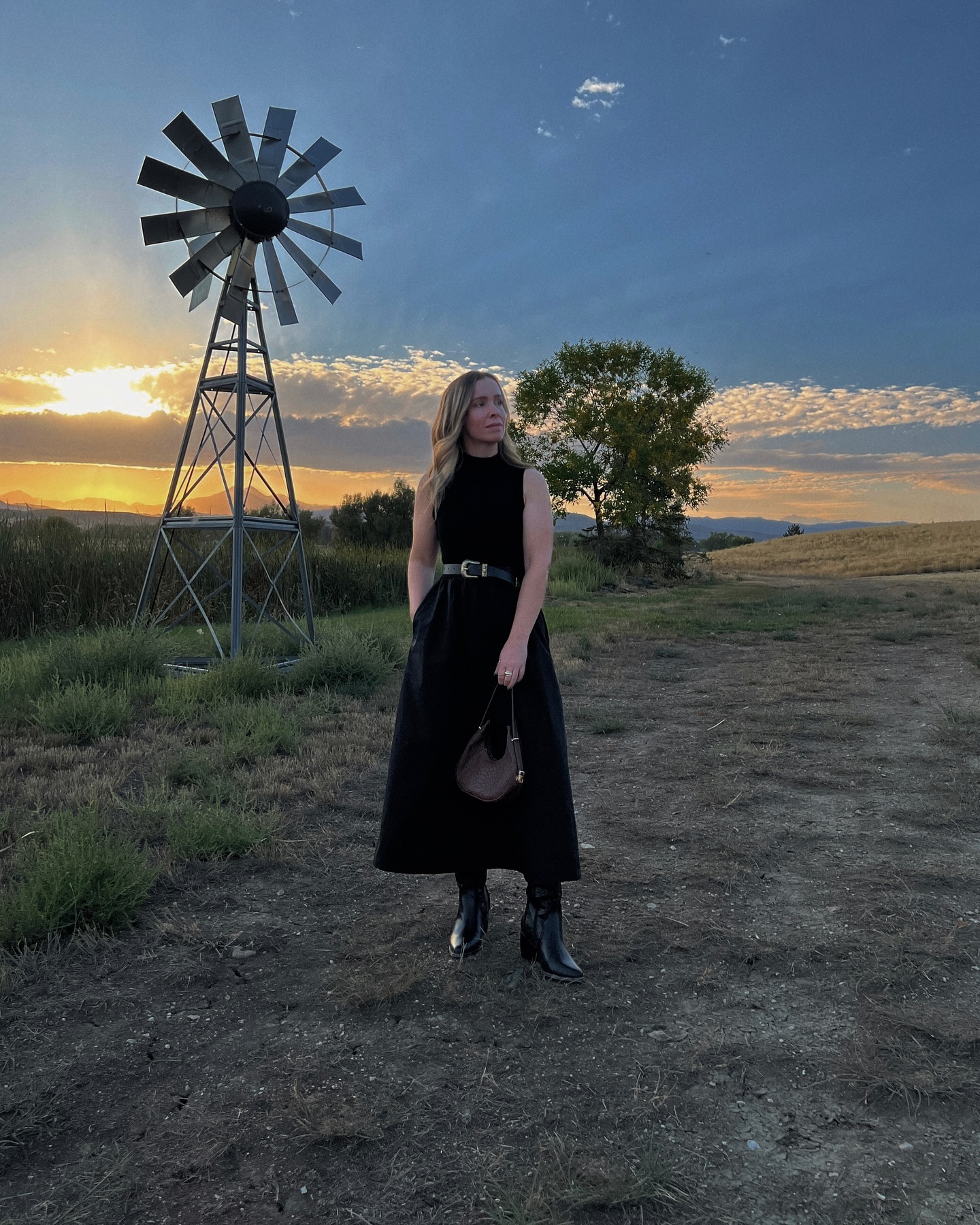 Western Maxi Dress With Boots