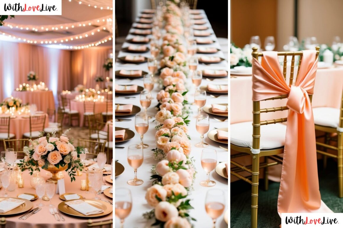 Peach and Gold Wedding Decor