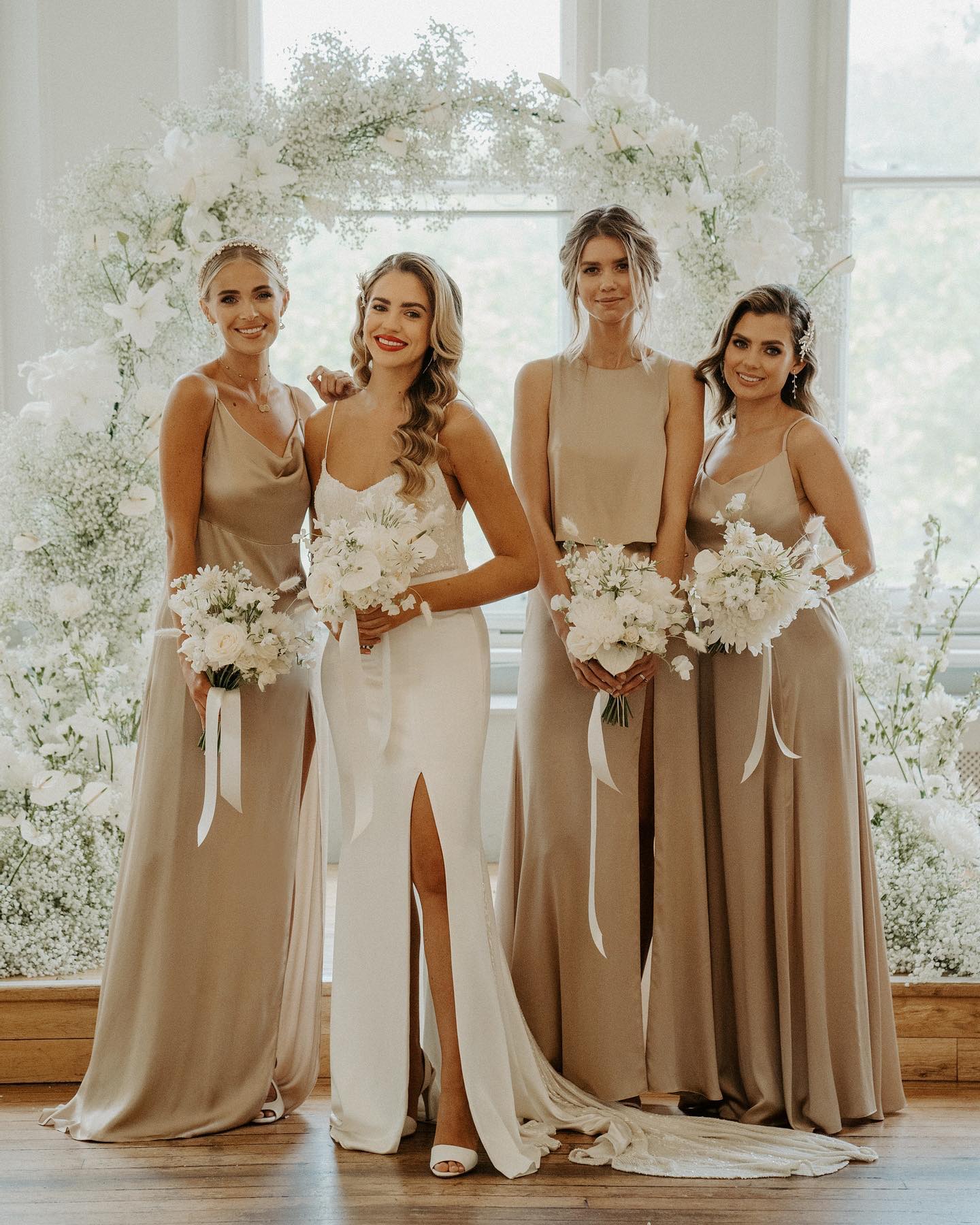 Minimalist satin slip dresses