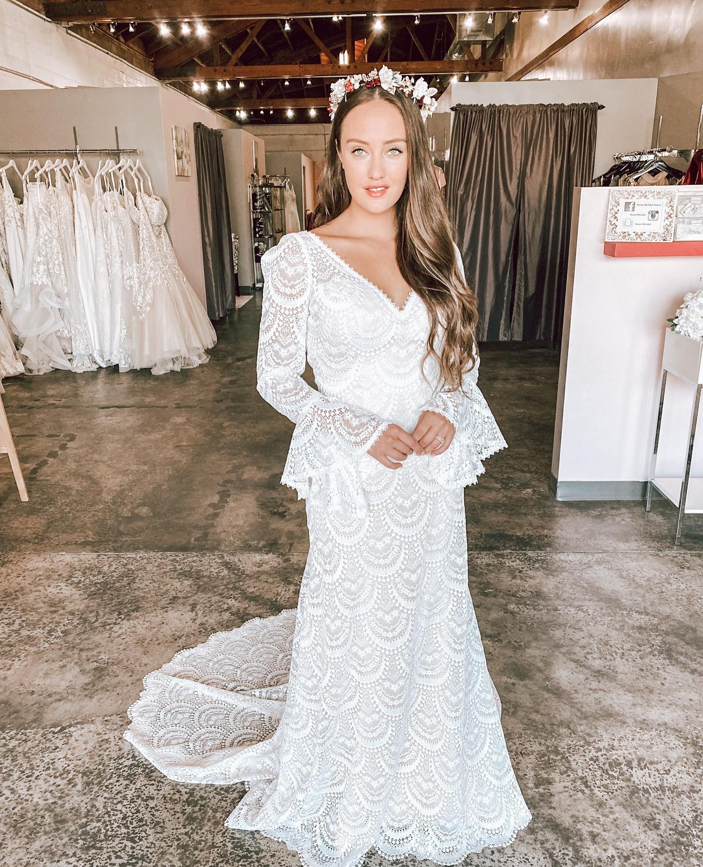 Bohemian lace dresses with bell sleeves