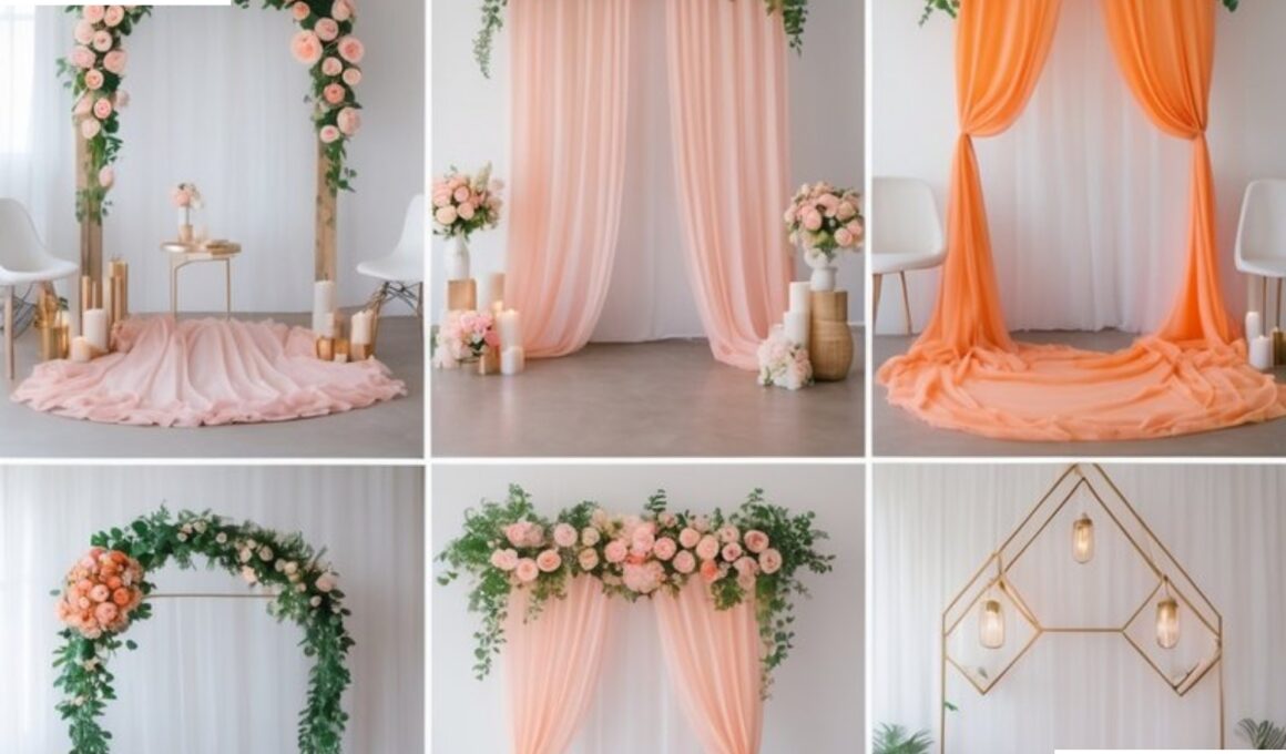 Cute Pink and Orange Wedding Backdrop