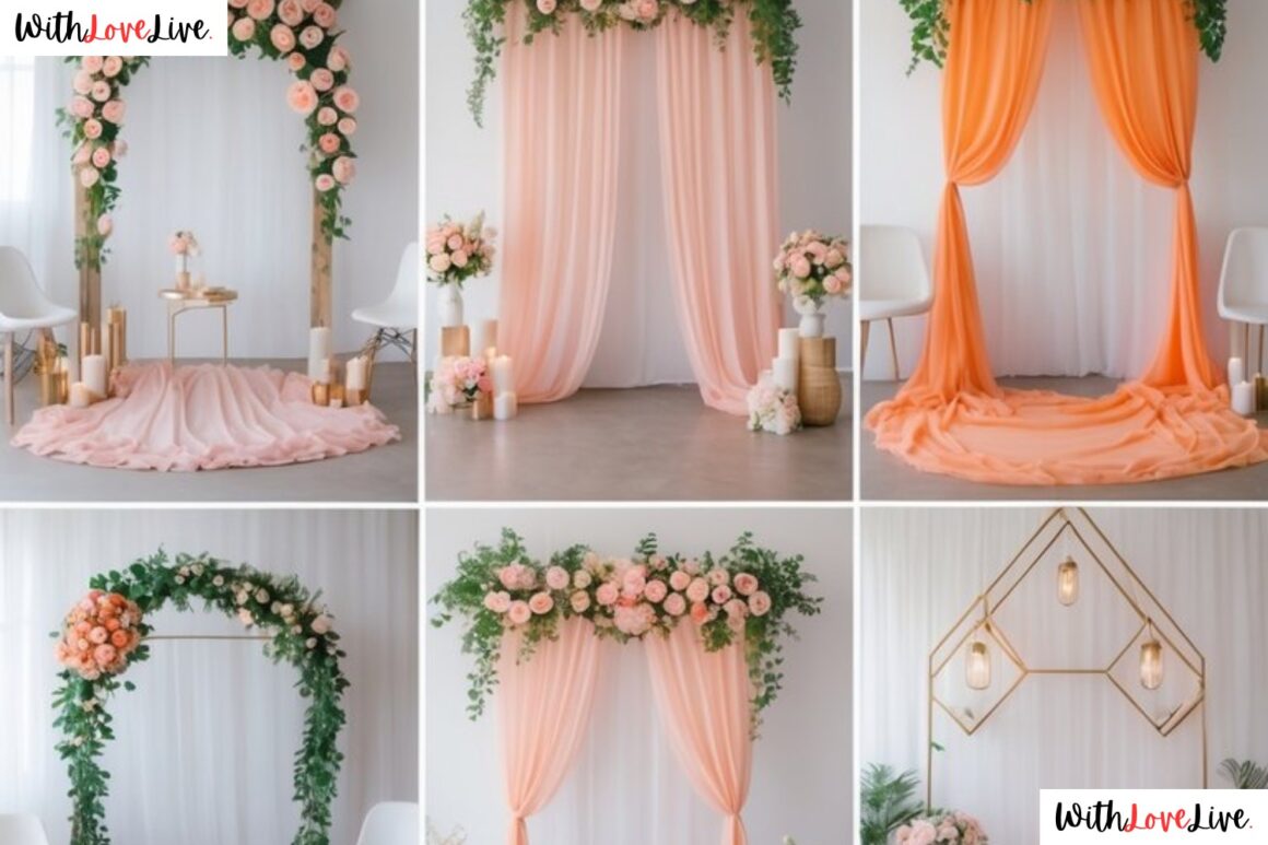 Cute Pink and Orange Wedding Backdrop
