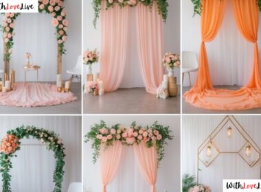 Cute Pink and Orange Wedding Backdrop