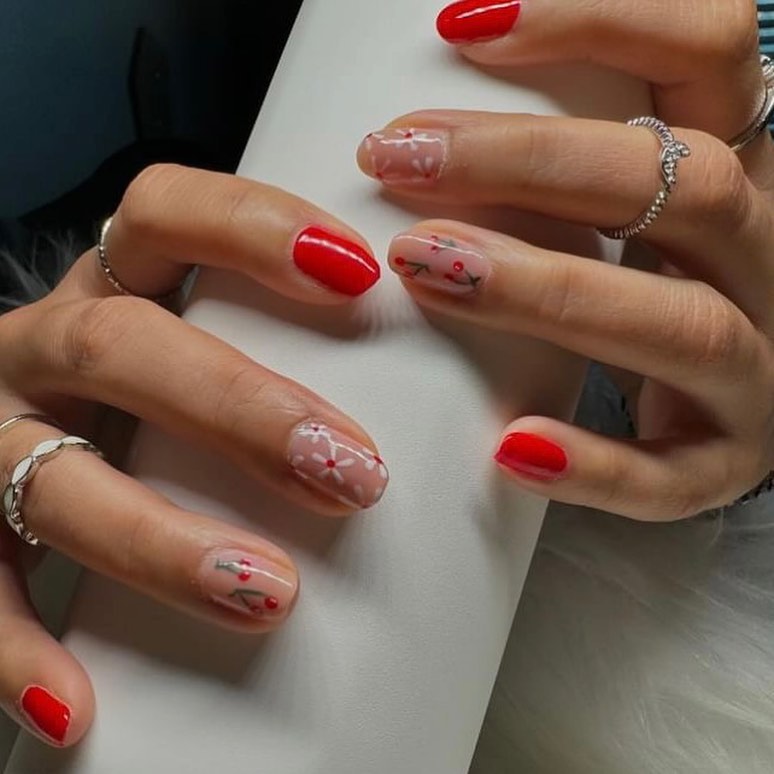 Cherry Blossom Red Nails