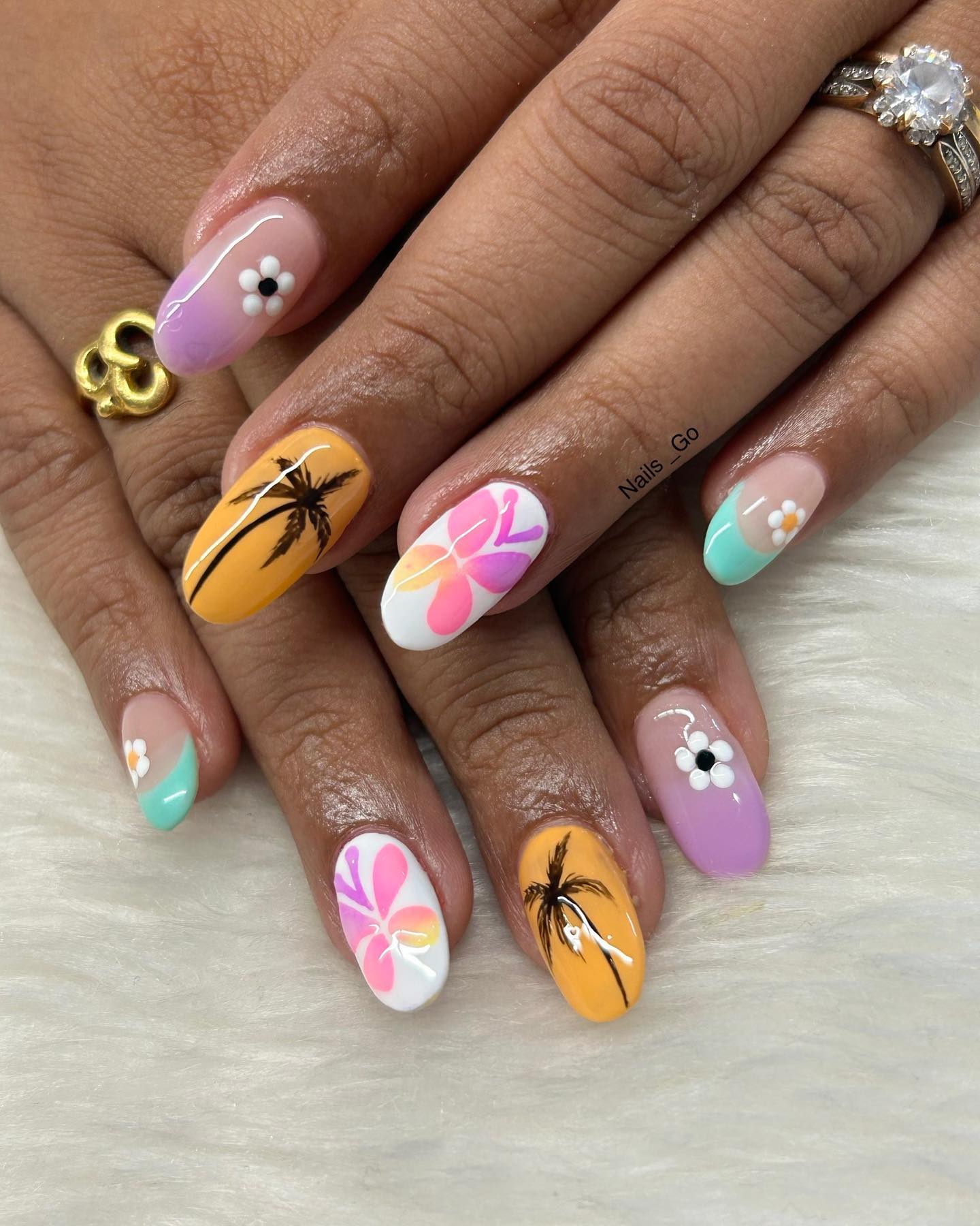 Butterfly And Coconut Nail Design 