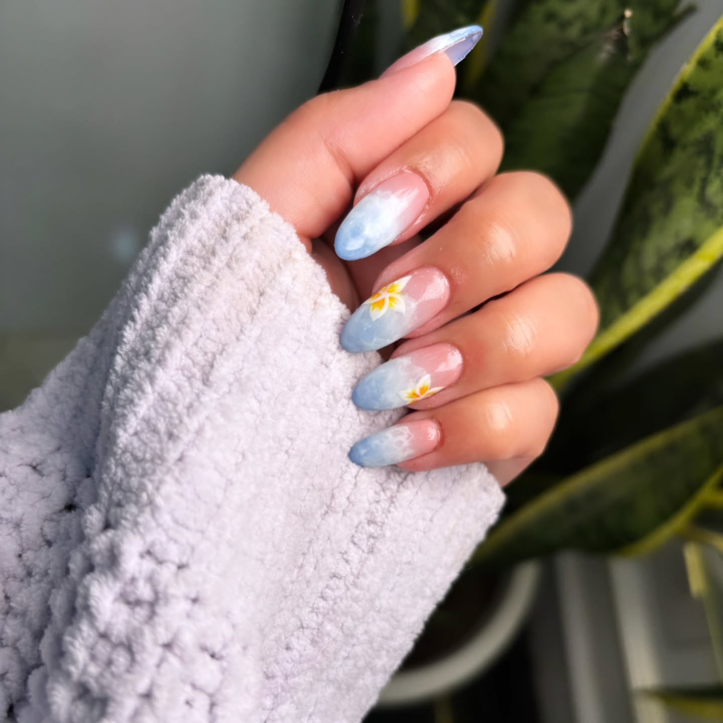 Ice Blue And Nude Summer Nails