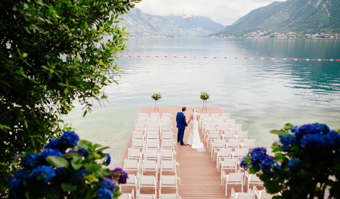 wedding couple at destination wedding ceremony