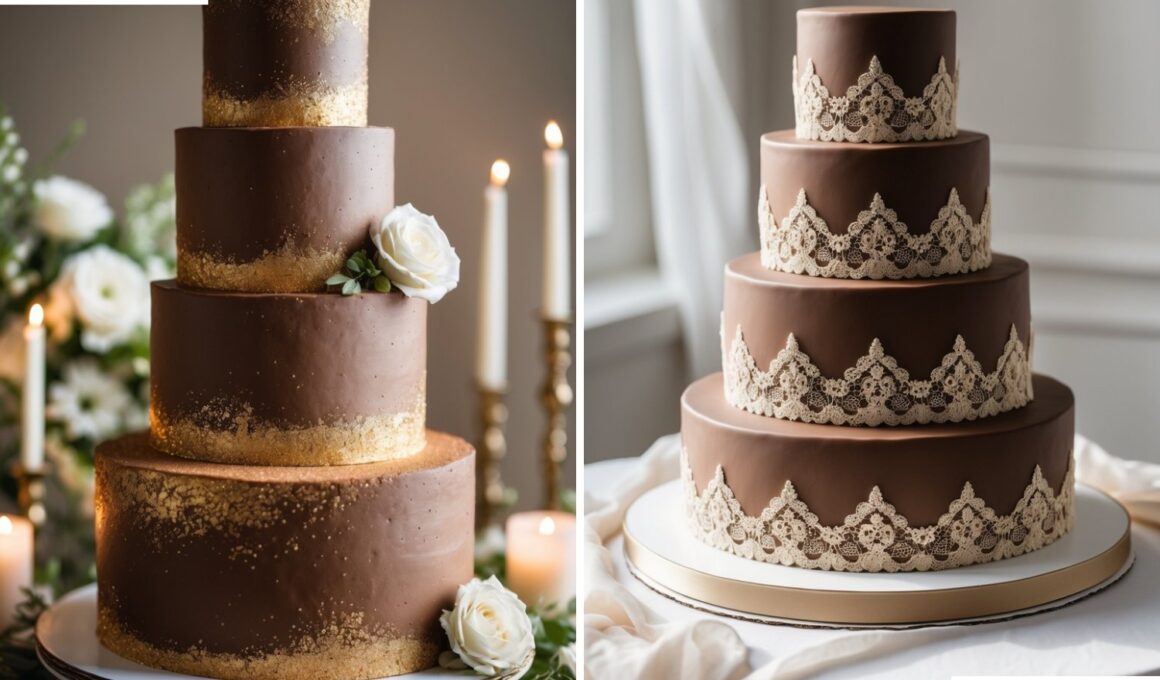 Brown and Gold Wedding Cake
