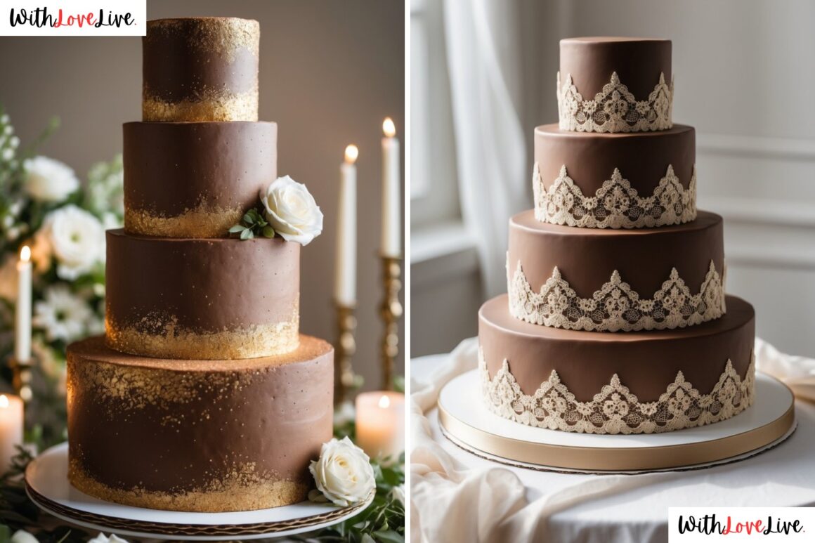 Brown and Gold Wedding Cake