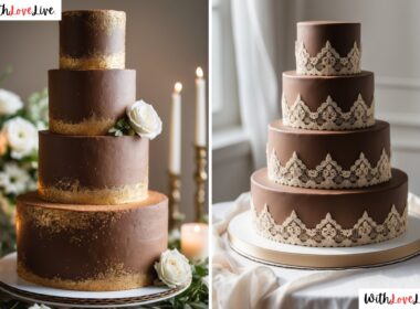 Brown and Gold Wedding Cake