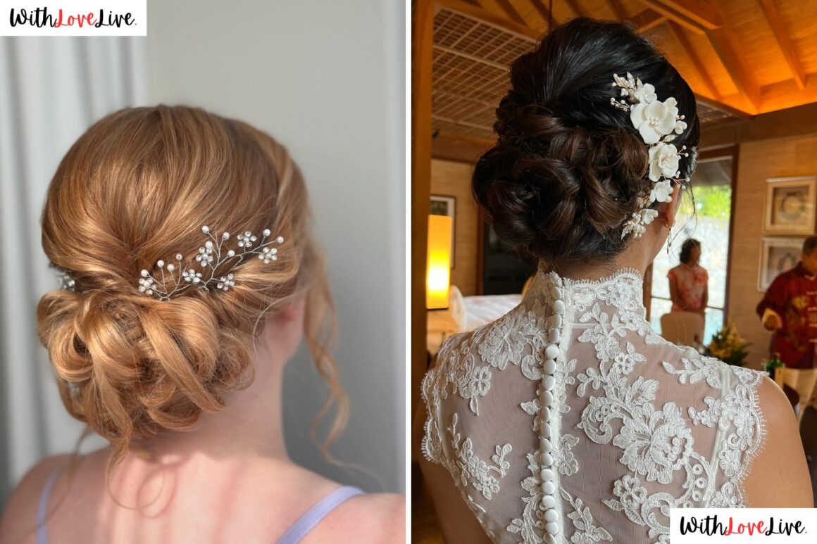 Flower Bun Wedding Bride Hairstyle Ideas