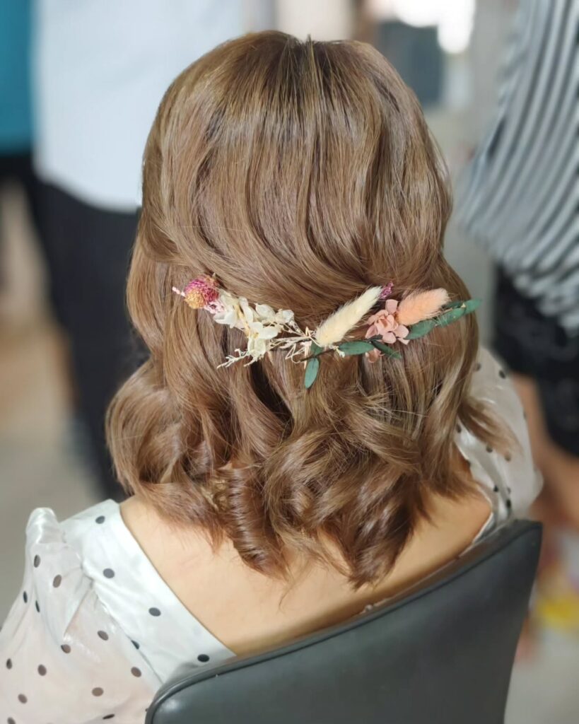 Short Hair with Floral Accent