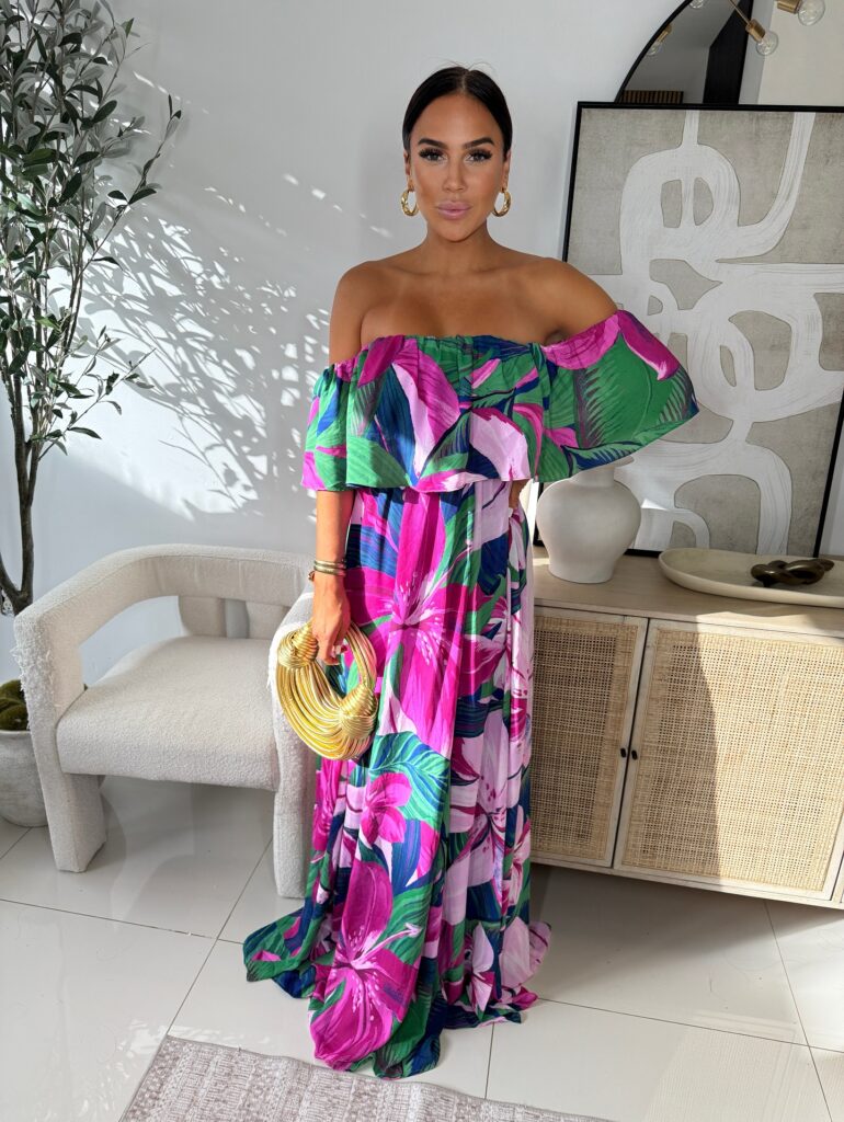 Tropical Strapless Maxi Dress