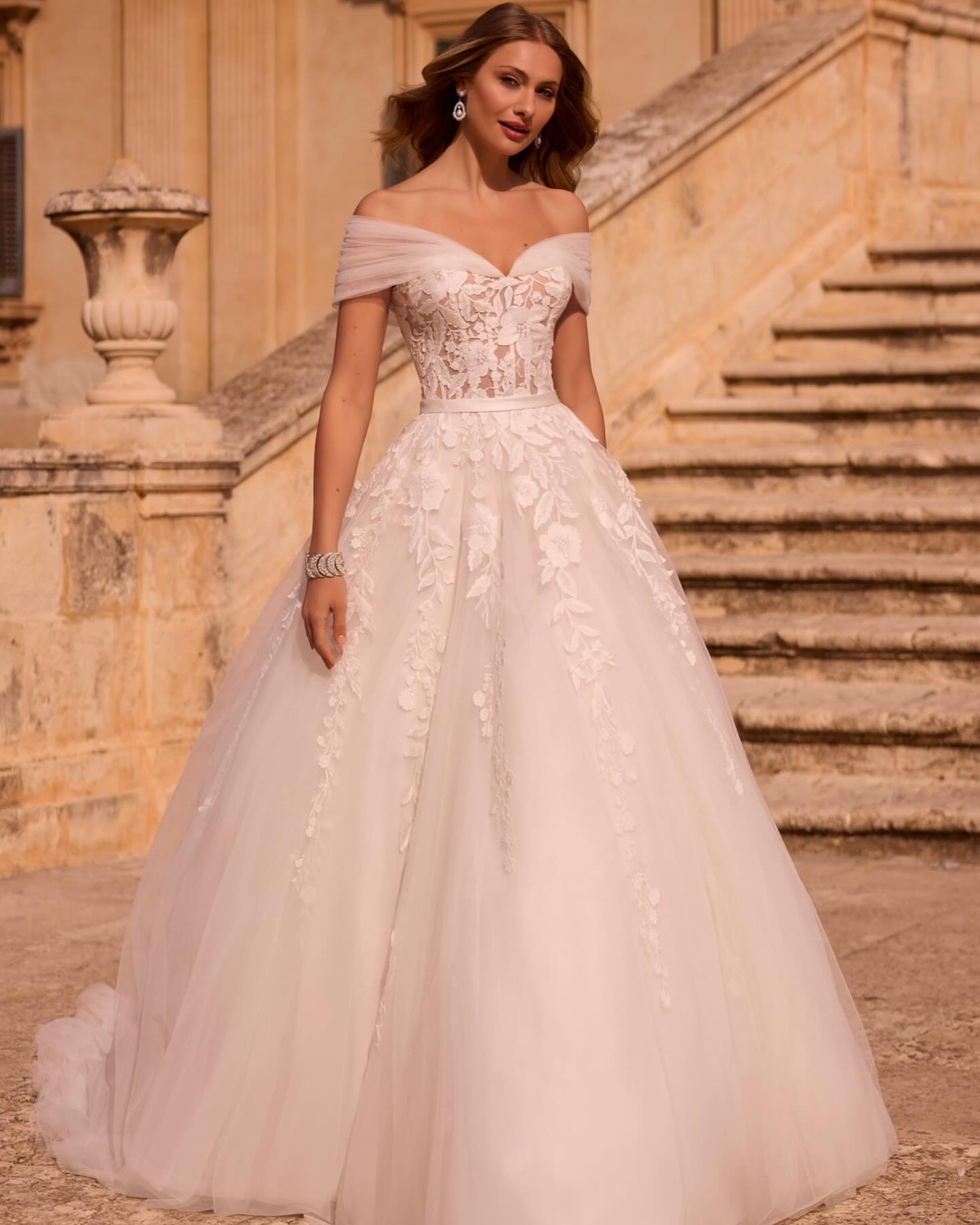 Off-the-Shoulder Chiffon Gown