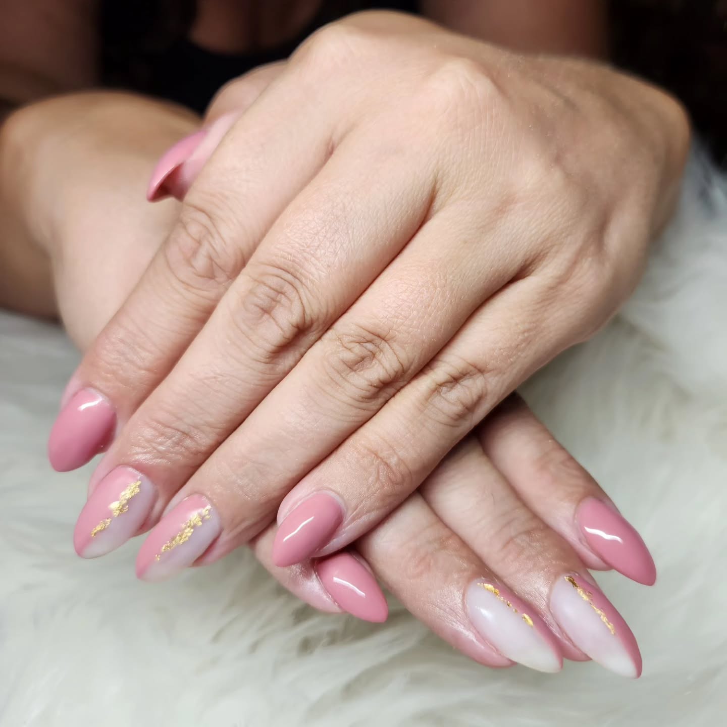 Dusty Rose with Thin Gold Stripe