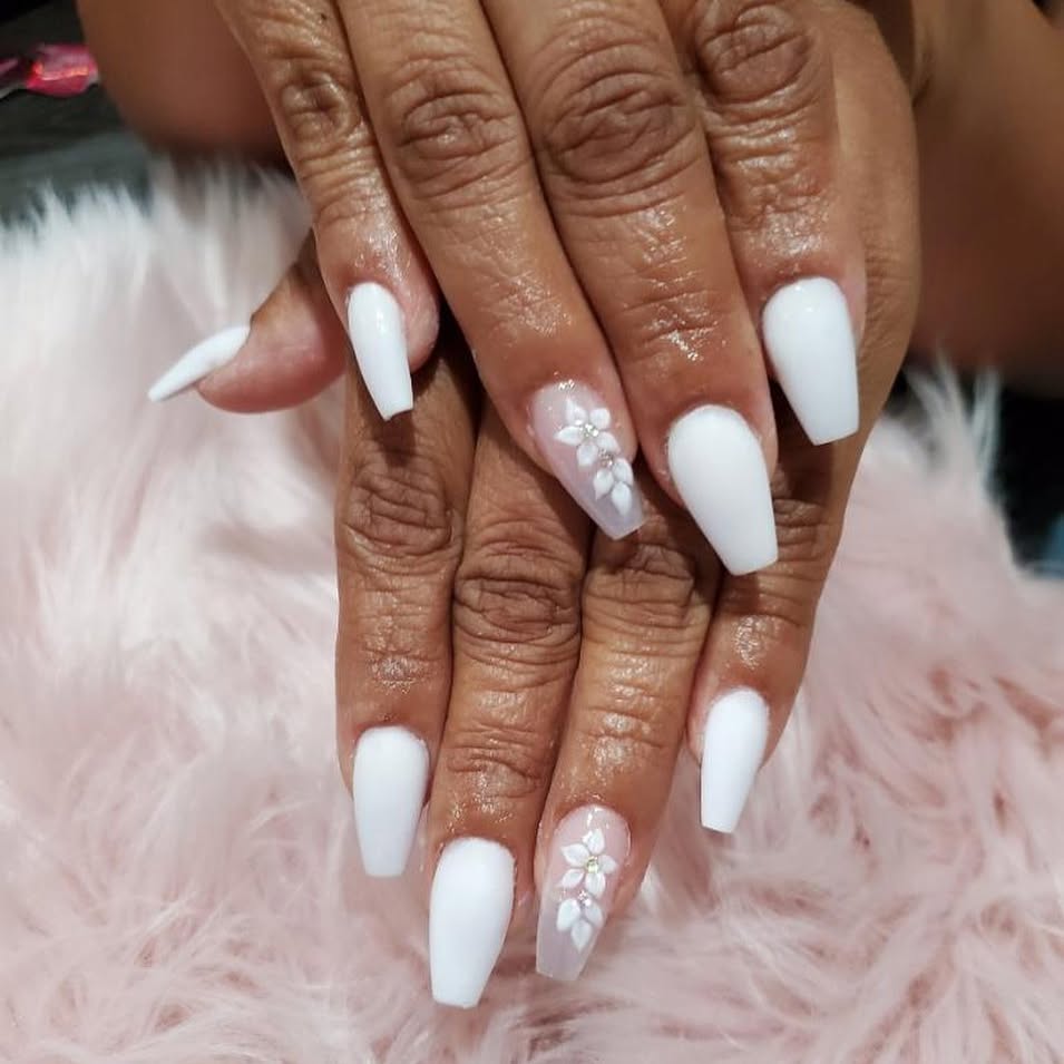 Matte White with Clear Floral Stickers