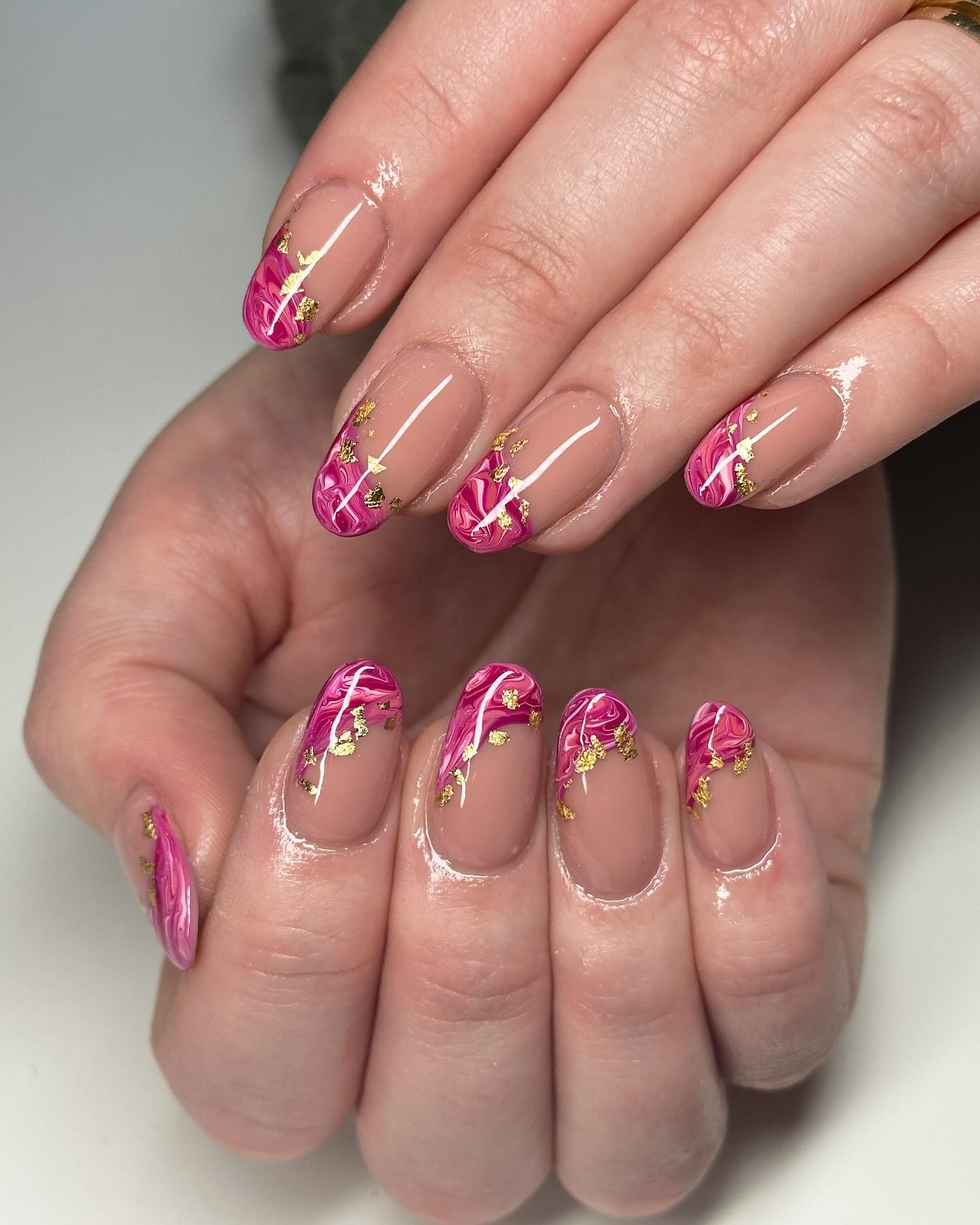 Soft Pink Marble with Floral Overlay