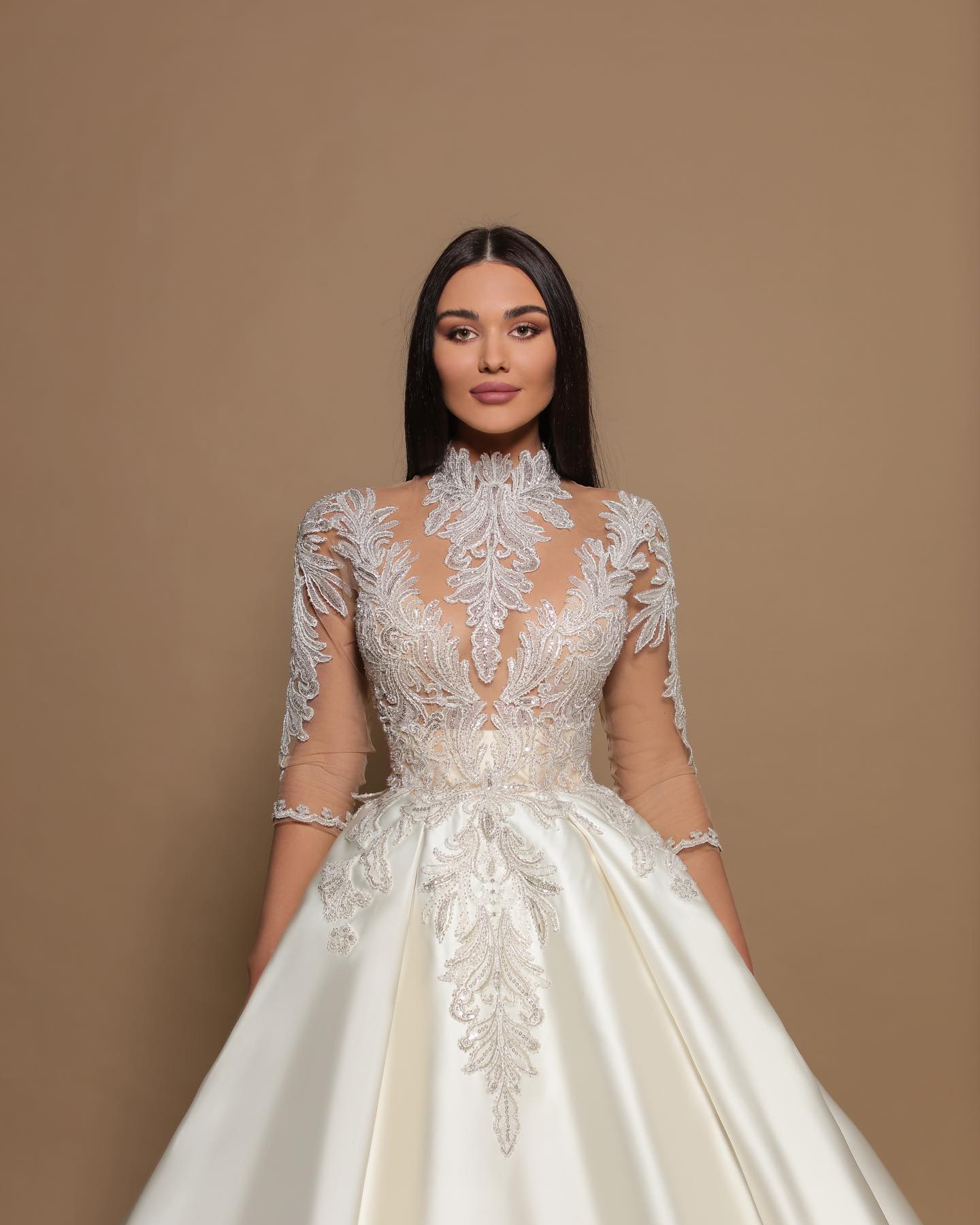 Sheer Sleeves with Floral Appliqué