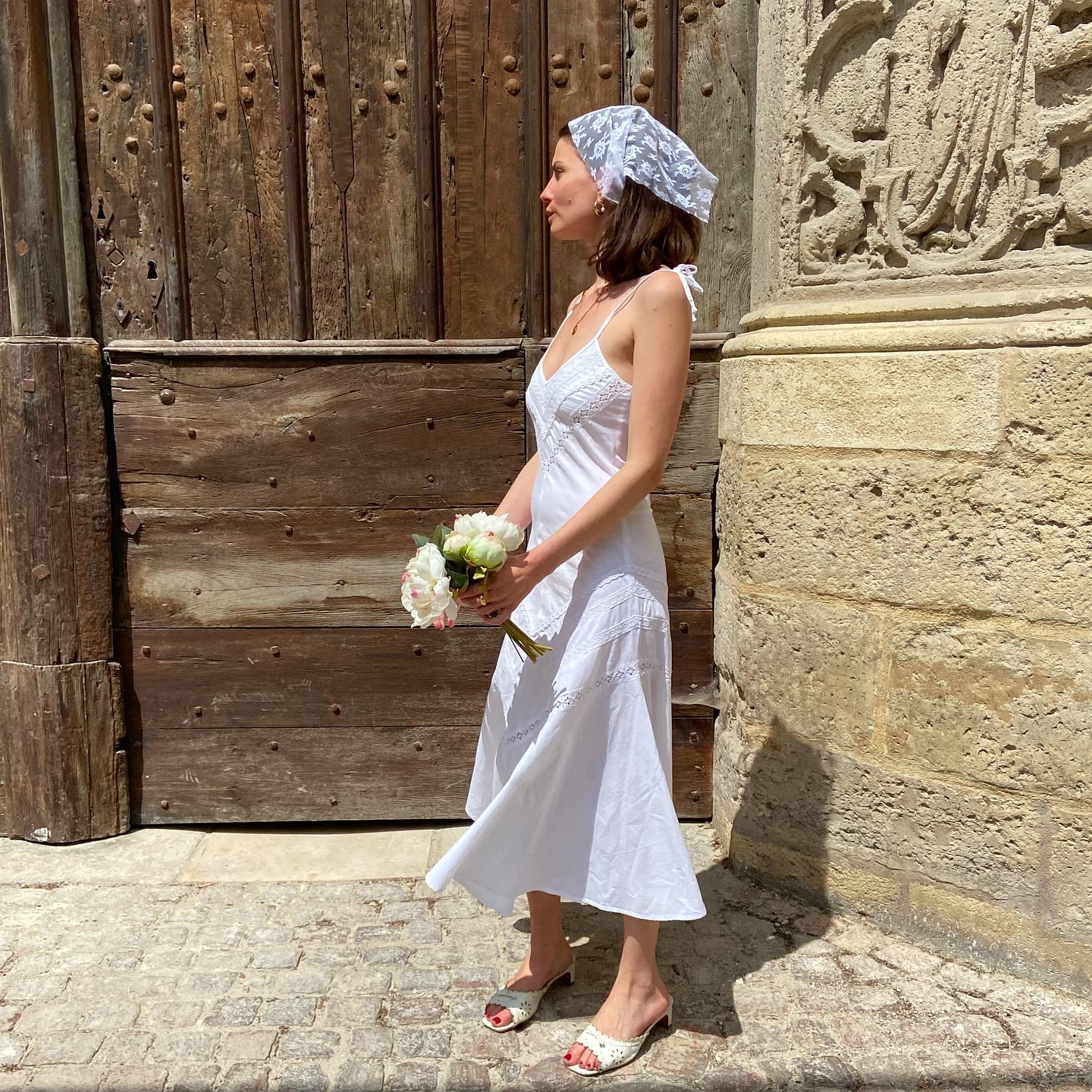 Spaghetti Strap Dress with Veil