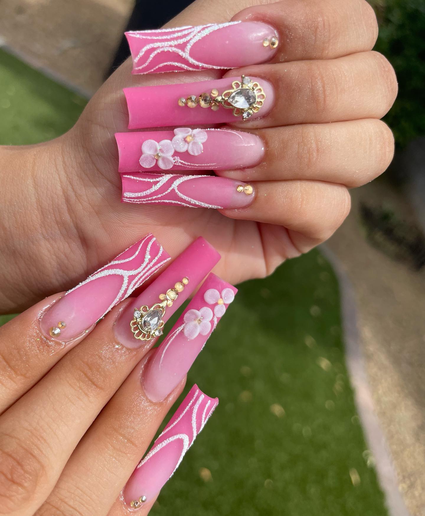 Ombre Pink with Floral Stamping