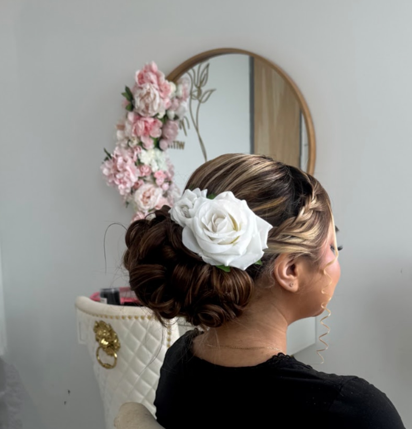 Sleek Bun with Orchid Accent