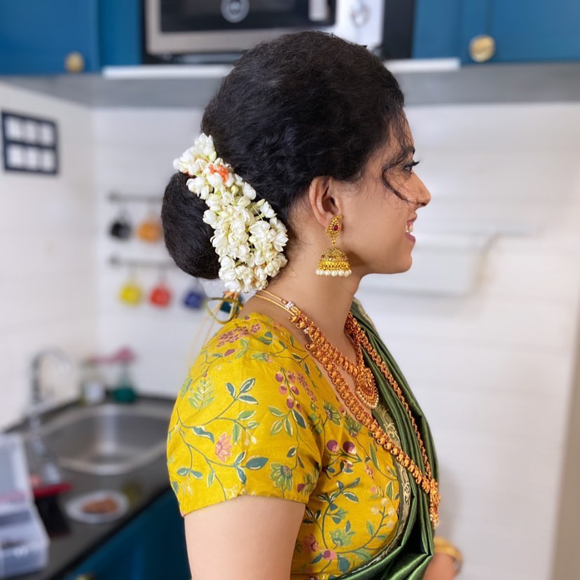 Low Bun with Jasmine Flower