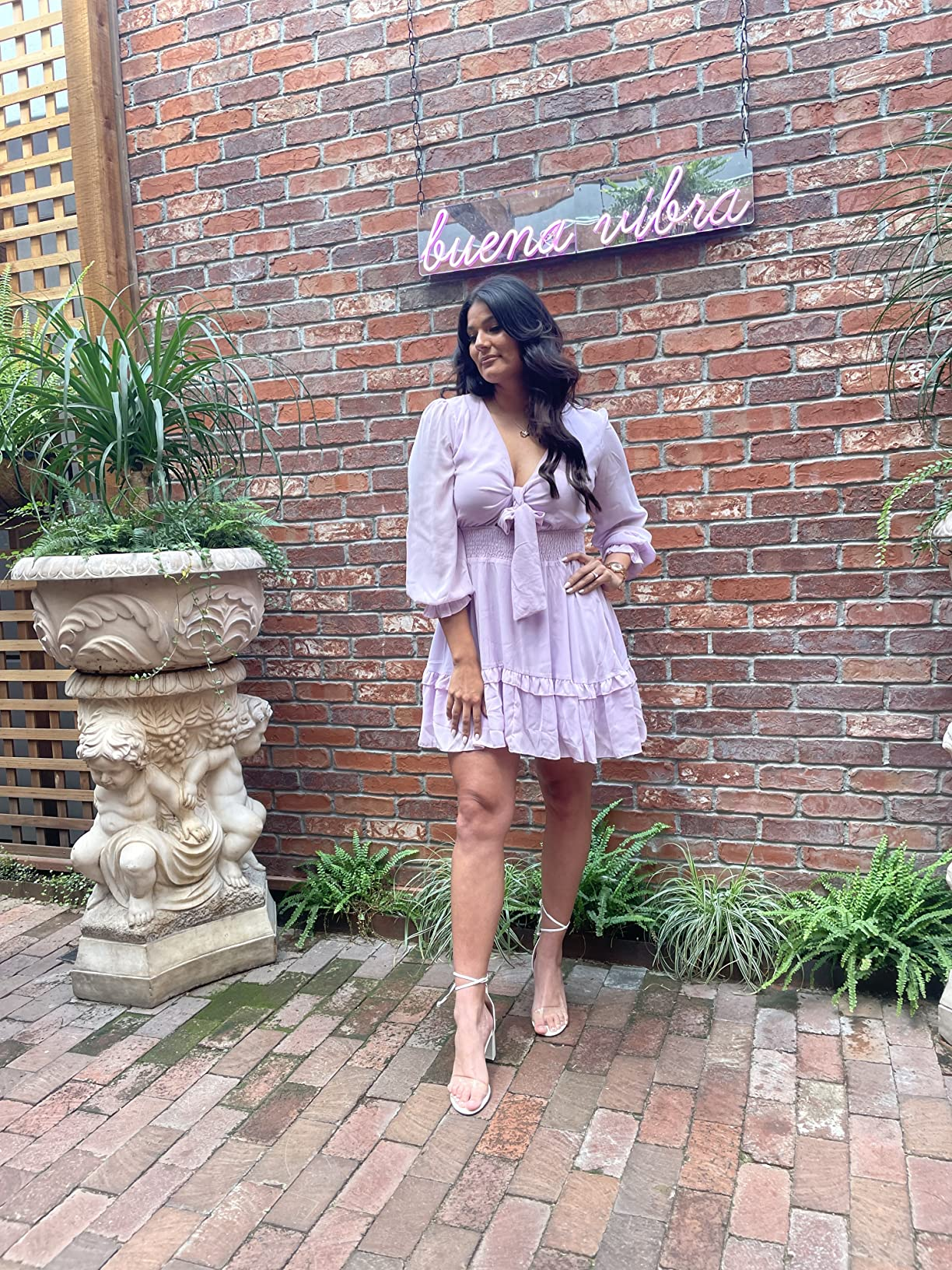 Deep V Neck Knotted dress