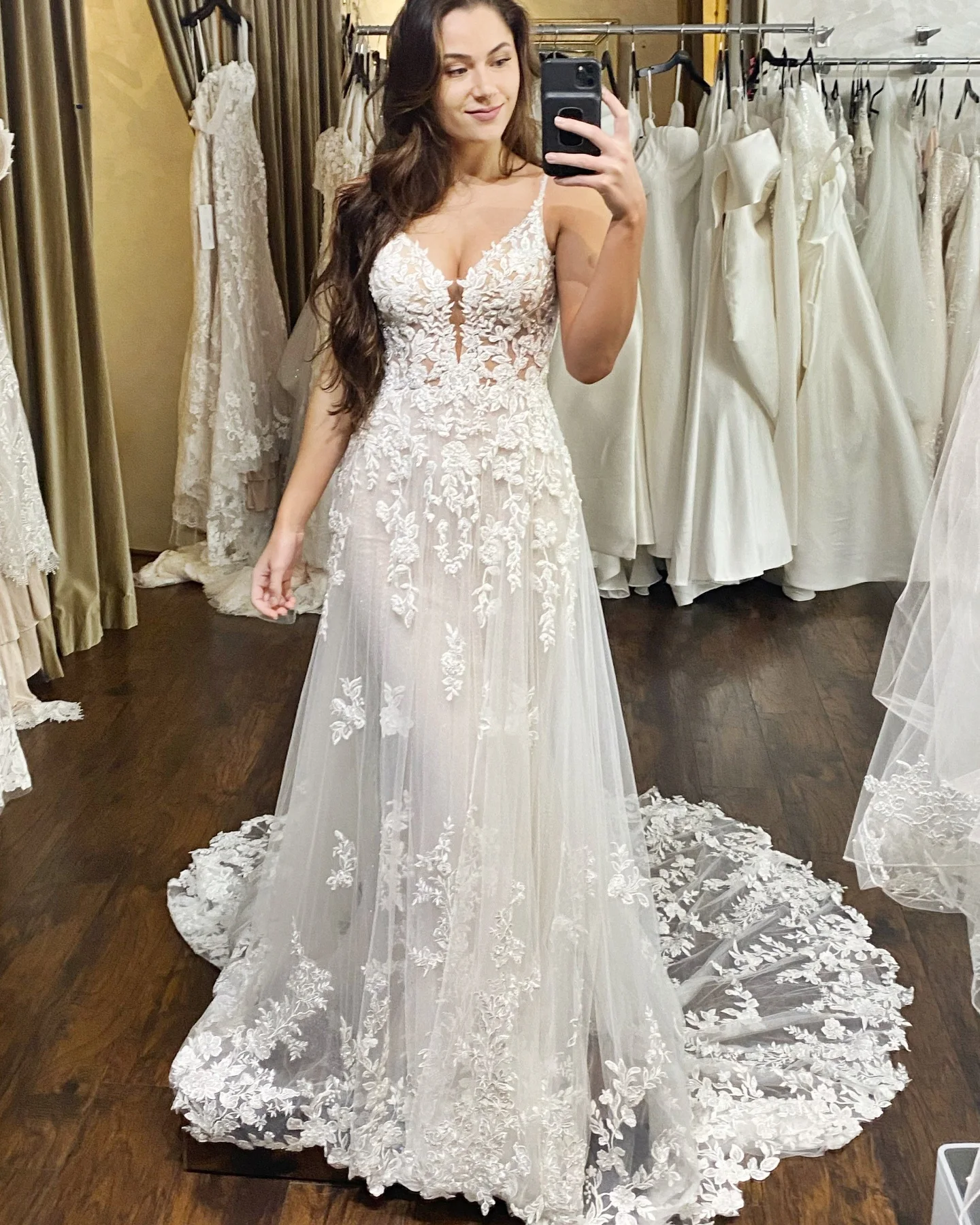 Lace-Trimmed A-Line Dress