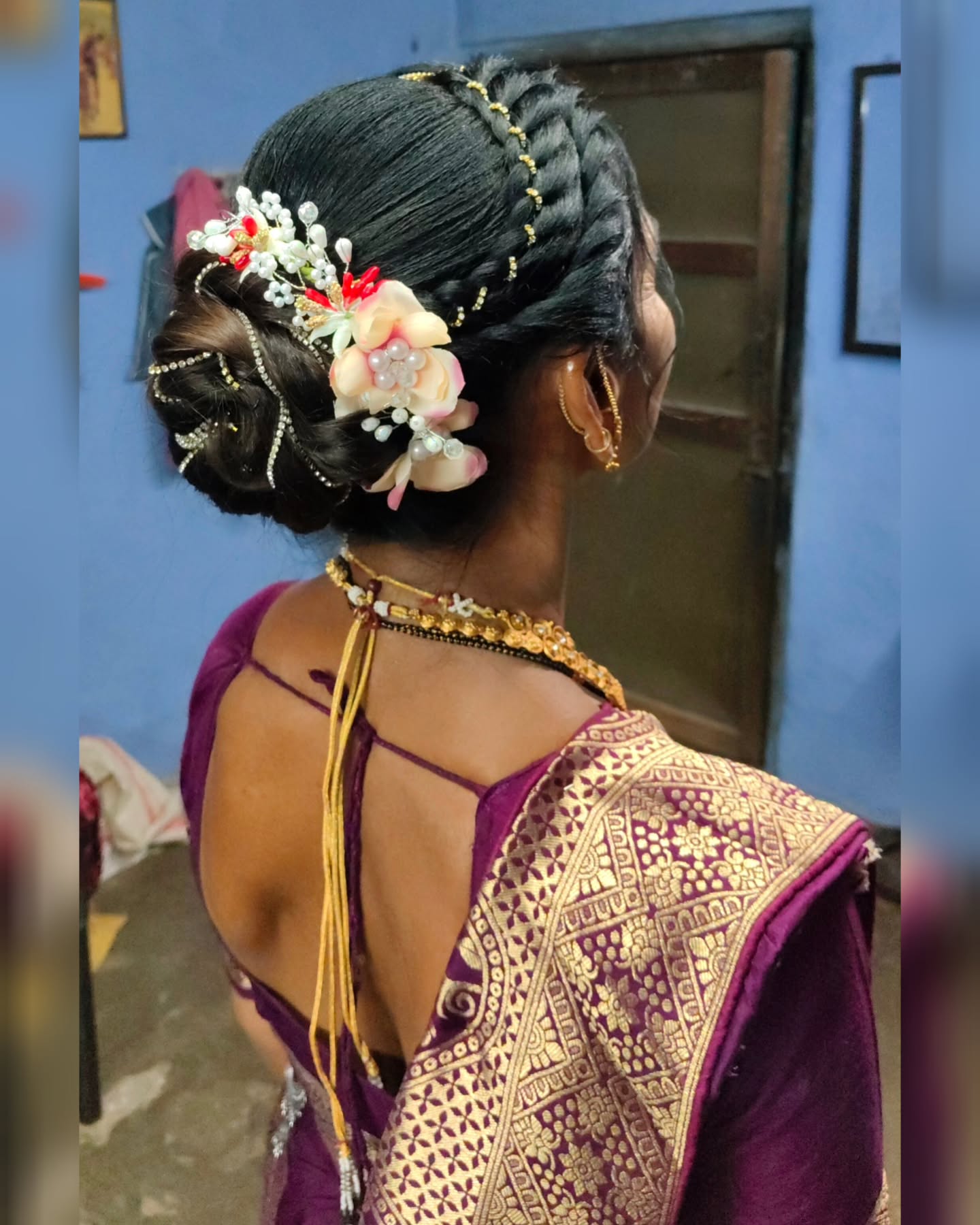 Bun with Beaded Flower Base