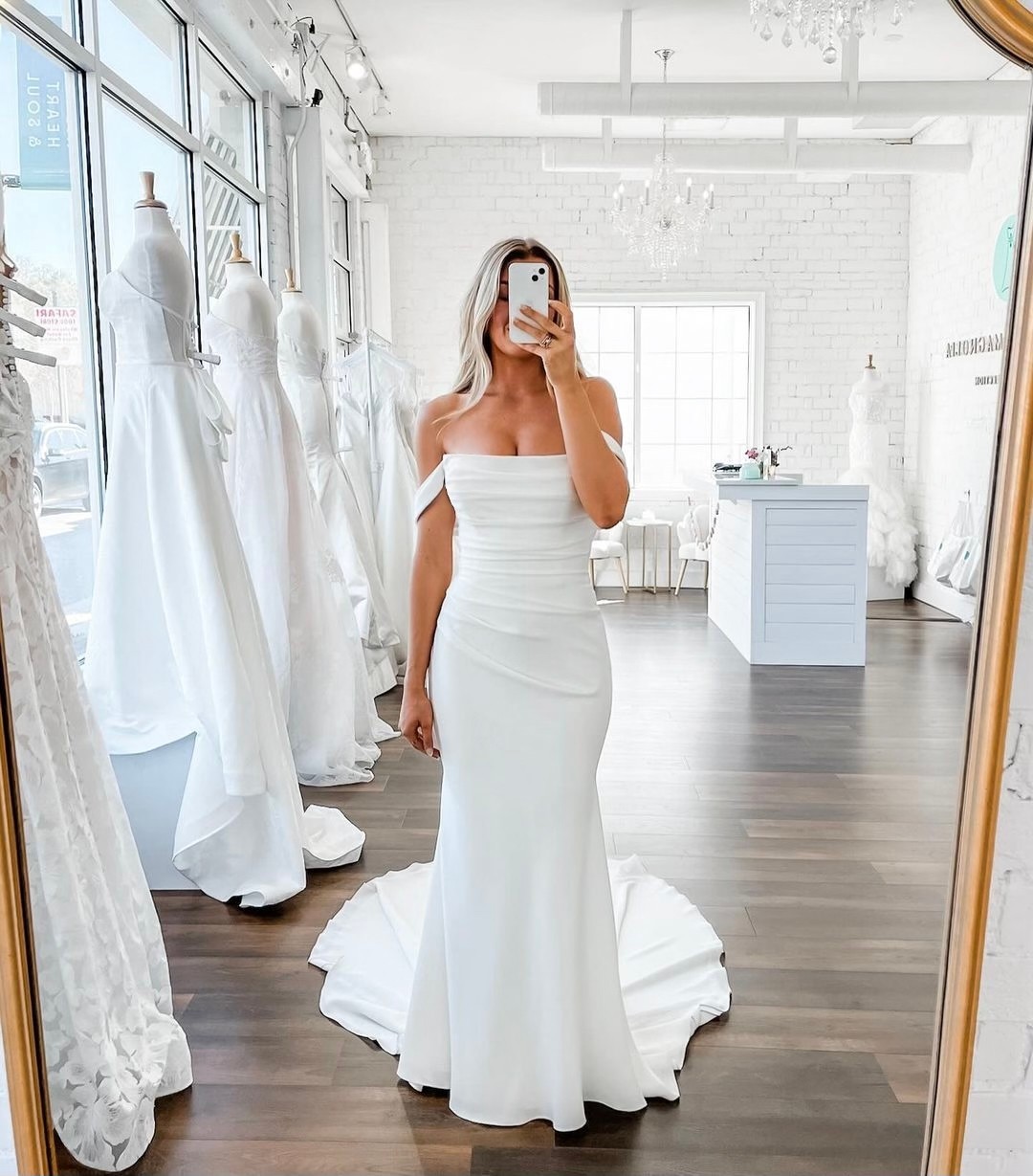 Off-the-Shoulder Crepe Dress
