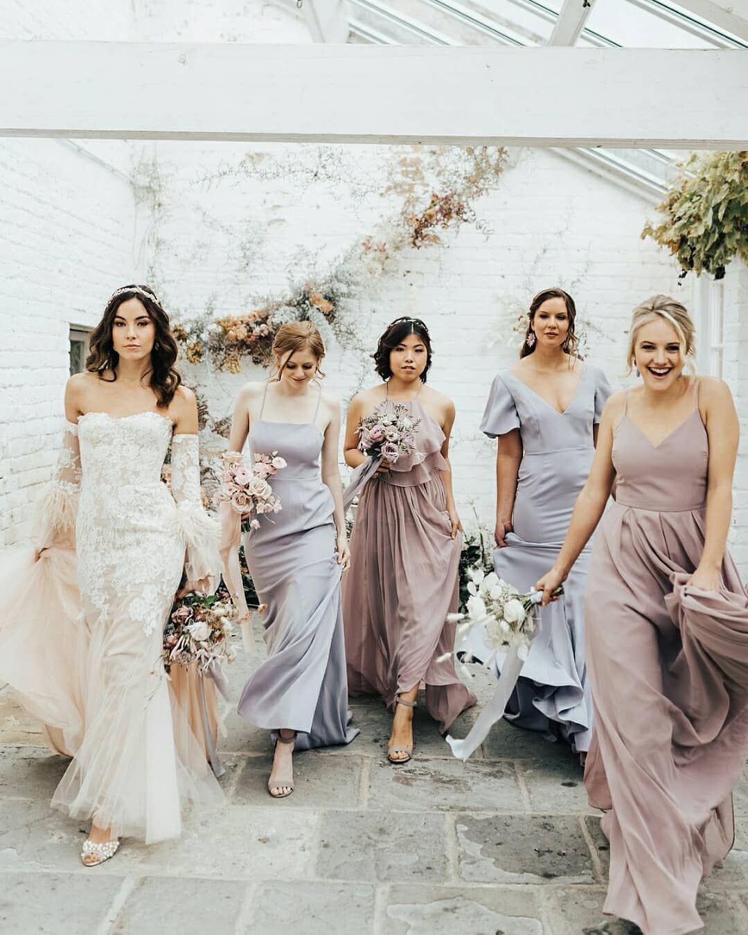Mix-and-match bridesmaid dresses
