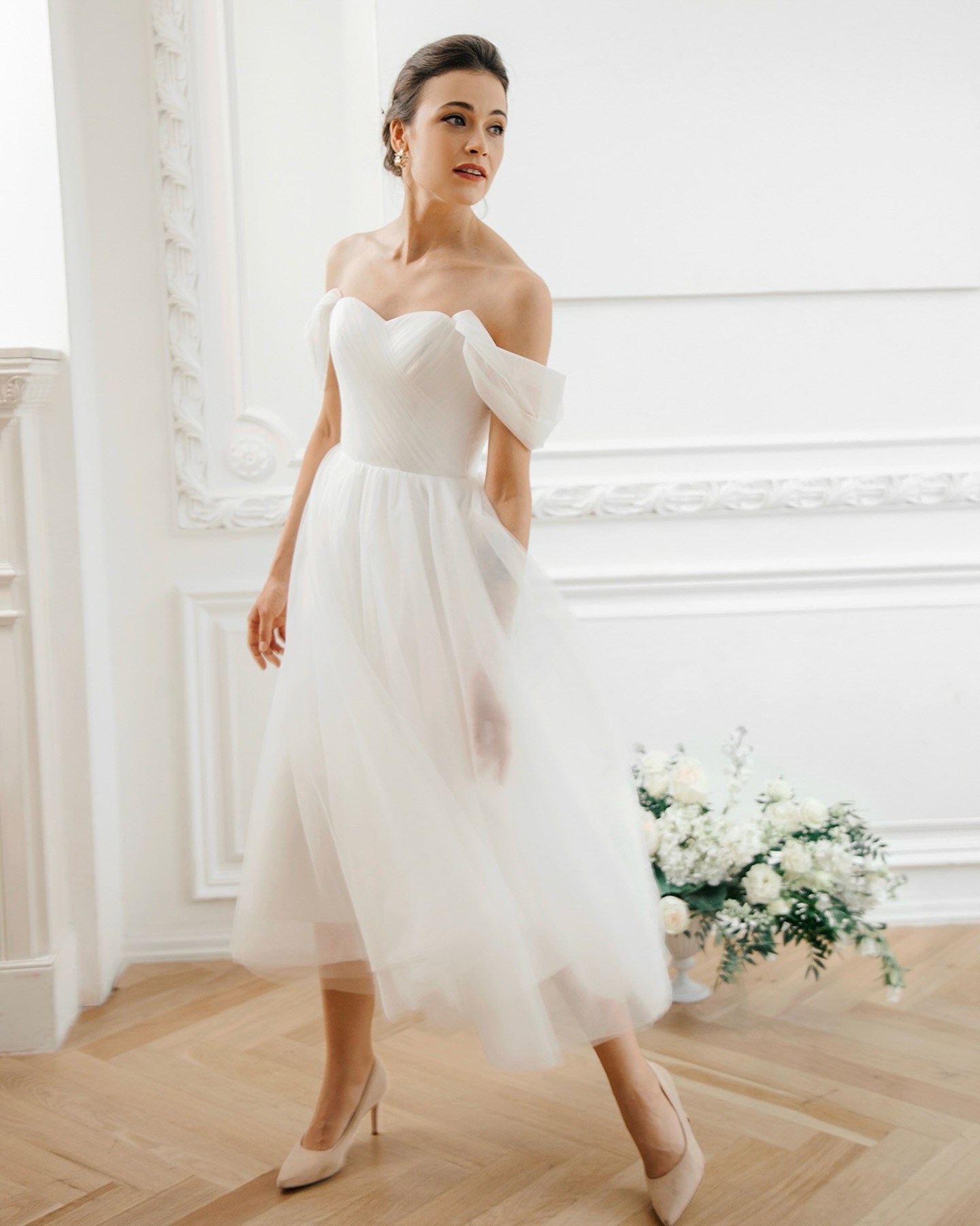 Tulle Skirt Tea-Length Dress