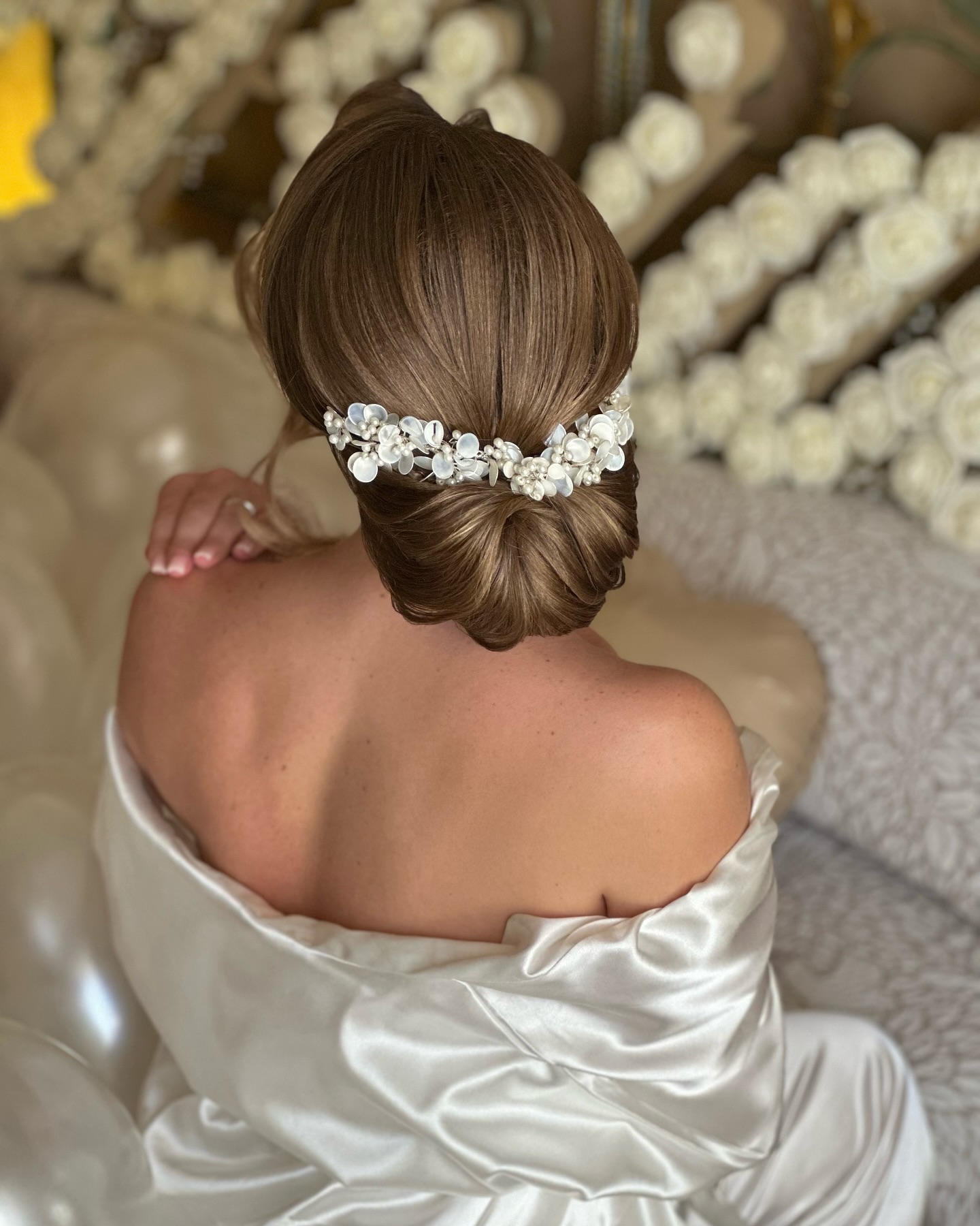 Low Bun with Floral Comb