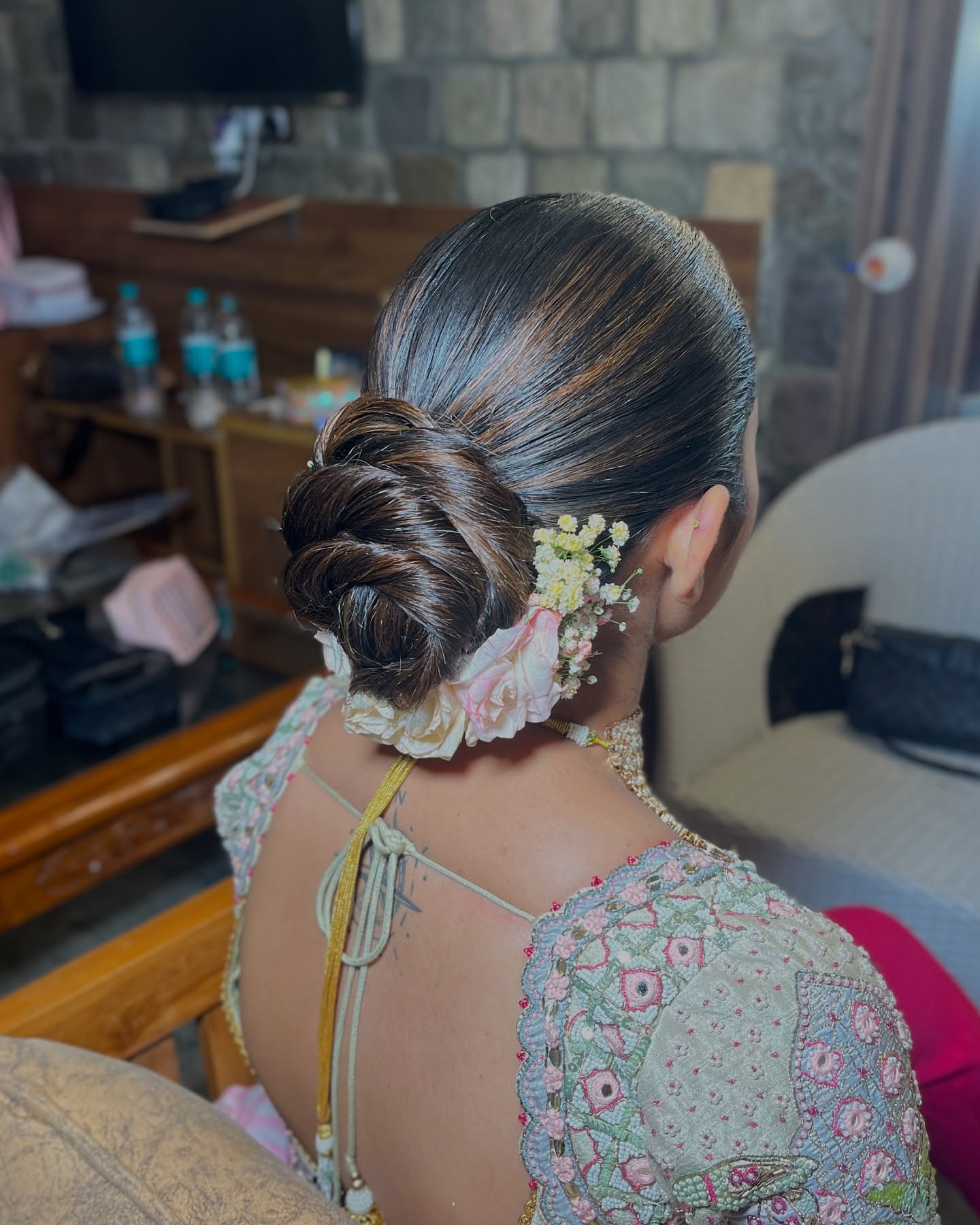 Twisted Bun with Fresh Blooms