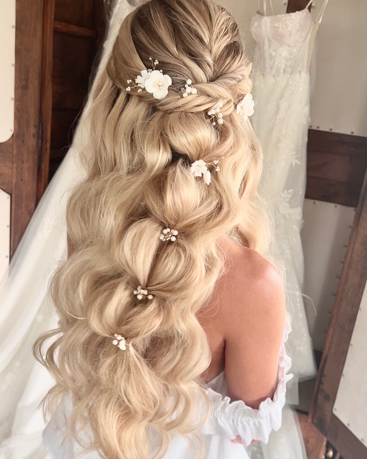 Loose Braid with Scattered Flowers