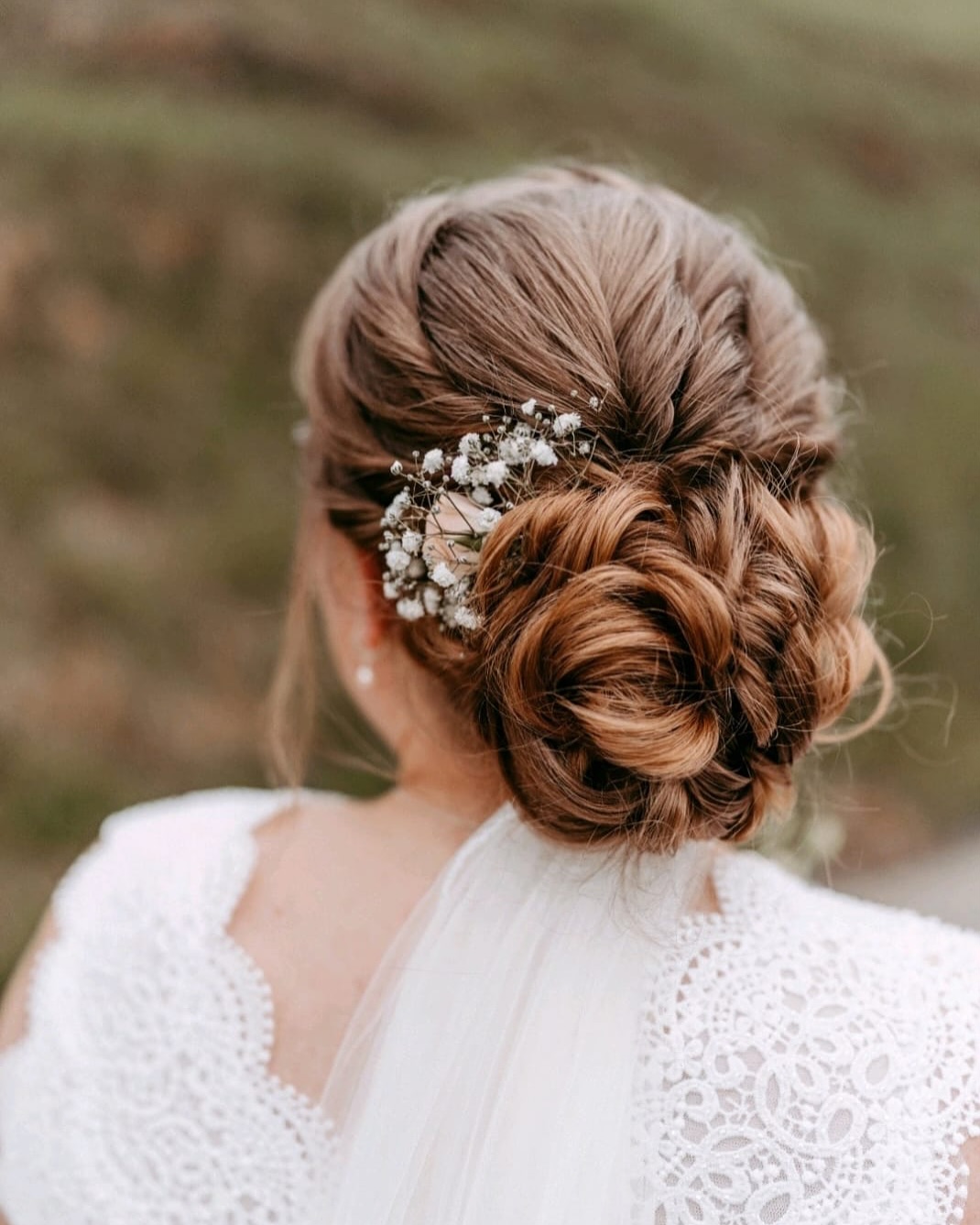 Messy Bun with Tiny Flowers