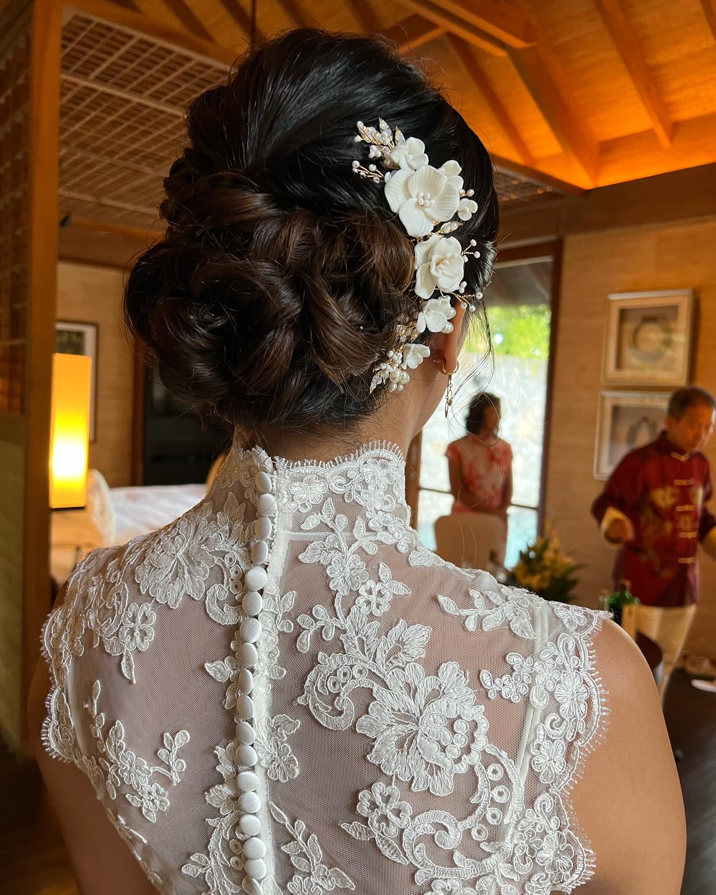 Bun with Side Floral Accent
