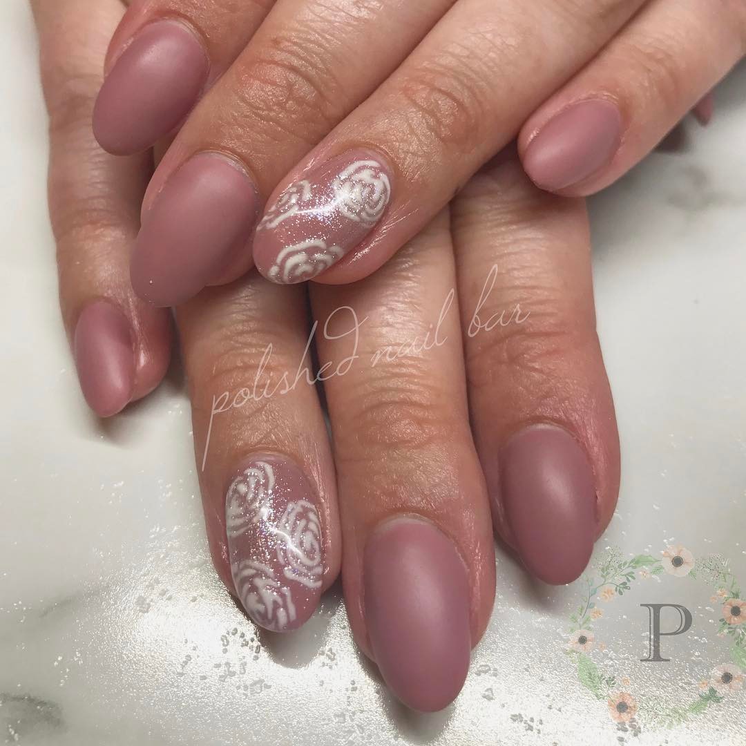 Dusty Rose with Tiny White Flowers