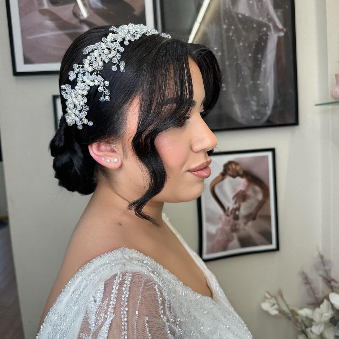 Side Chignon with Floral Clip