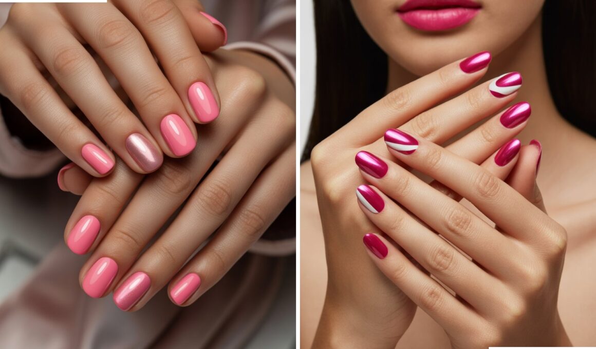 Barbie Pink Chrome Nails