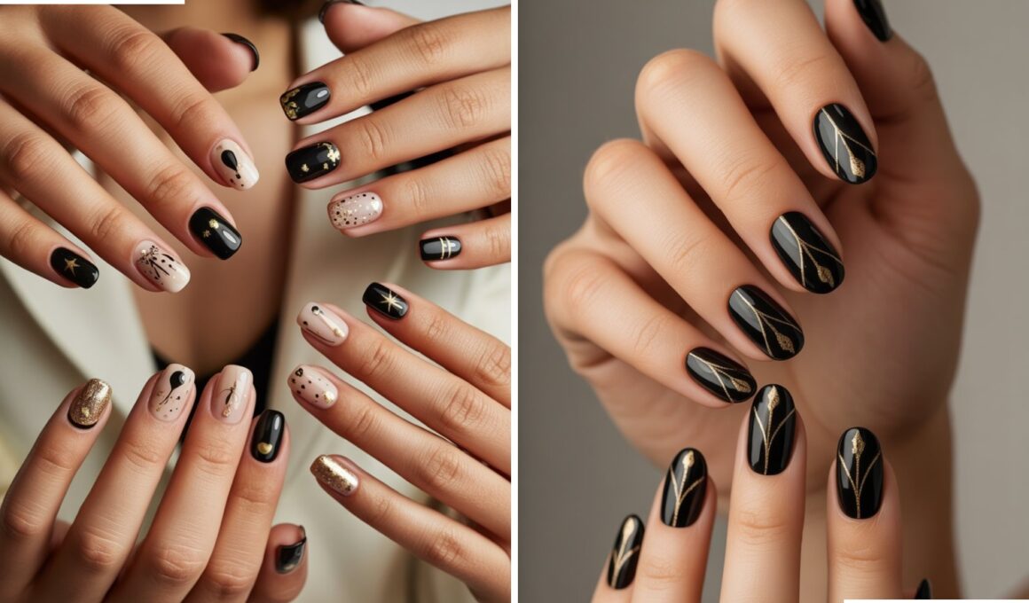 Black and Gold Birthday Nails