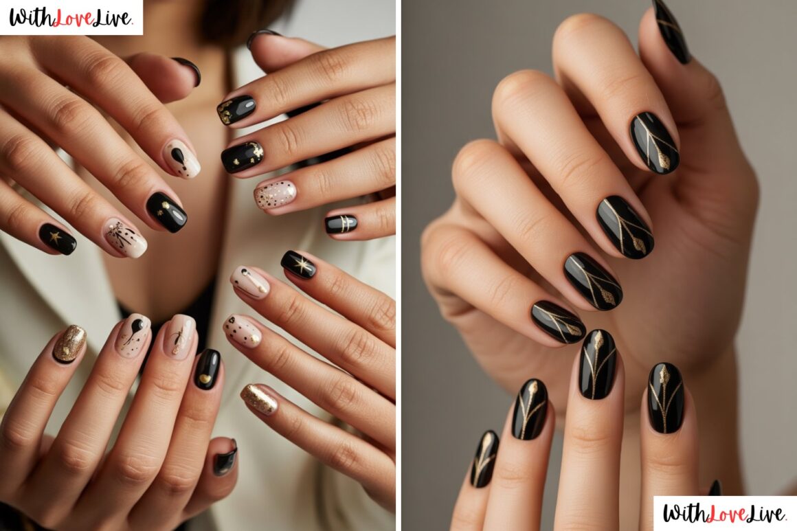 Black and Gold Birthday Nails