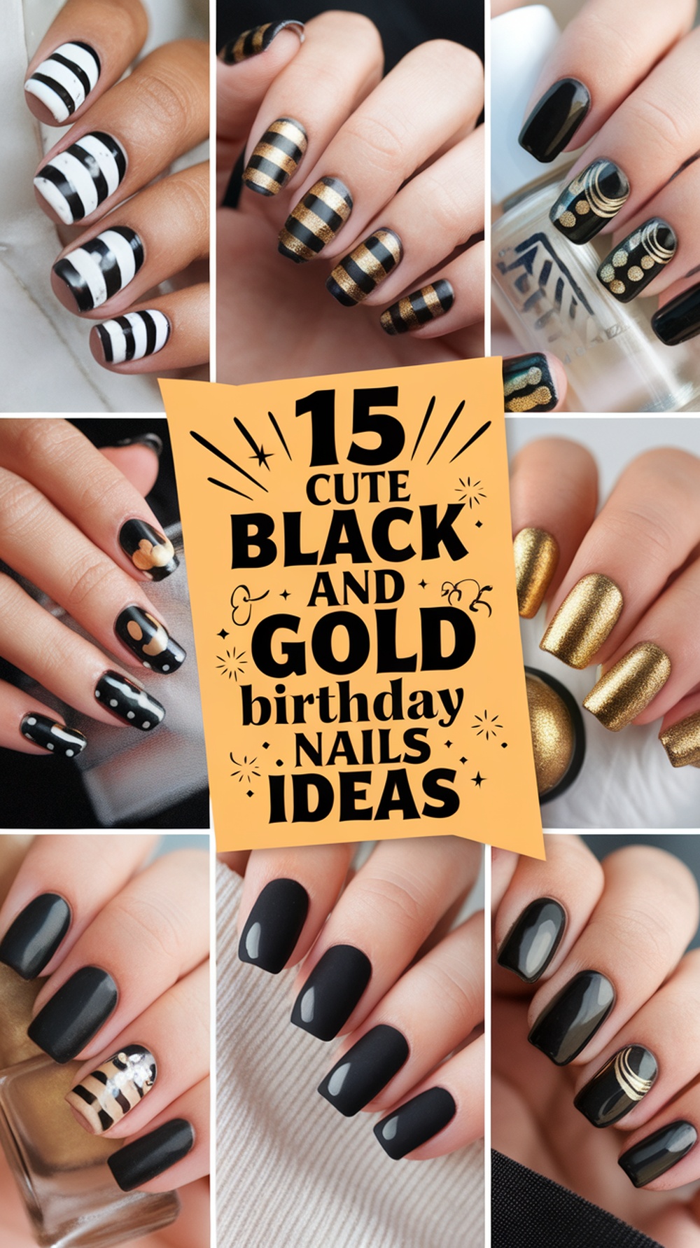 Black and Gold Birthday Nails-pin