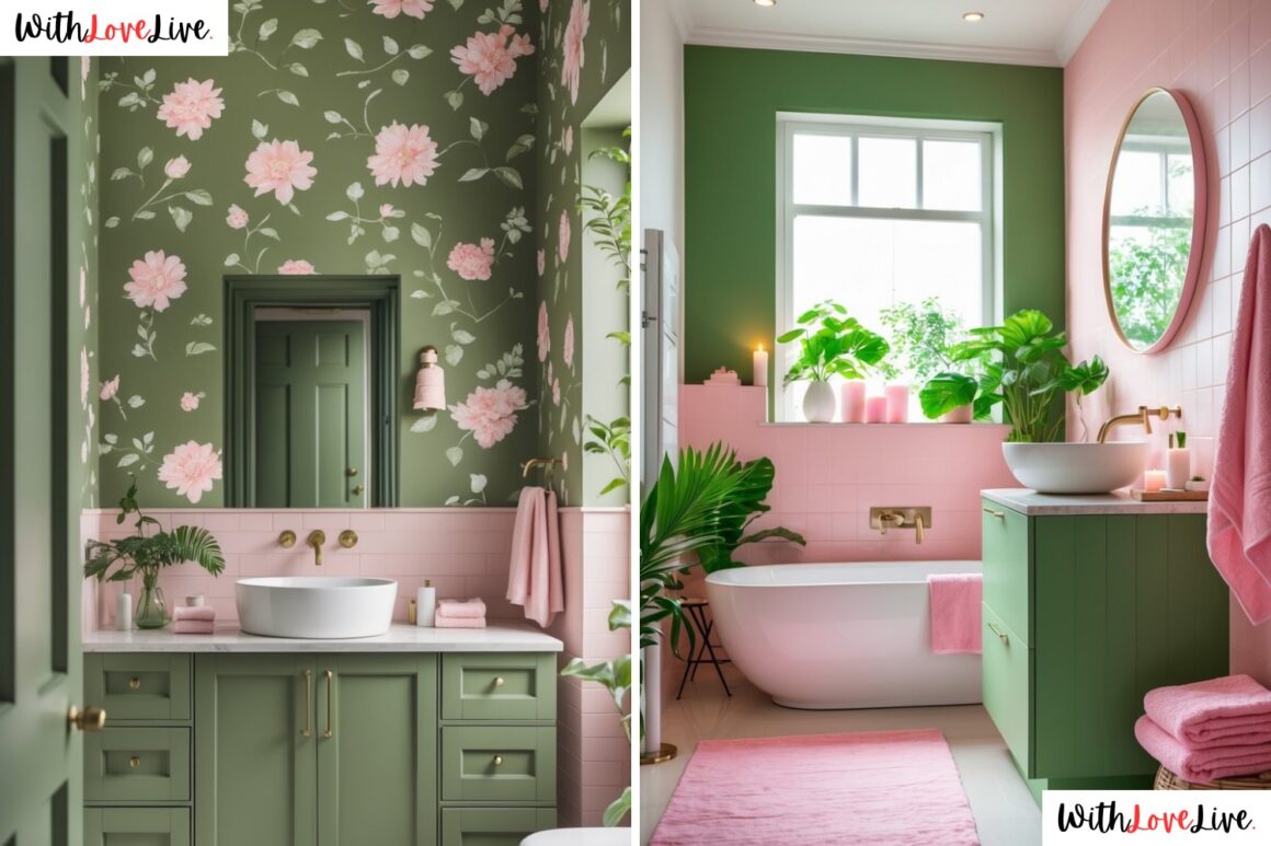 Cute Green and Pink Bathroom