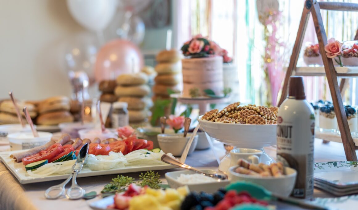 Dessert table at bridal or baby shower