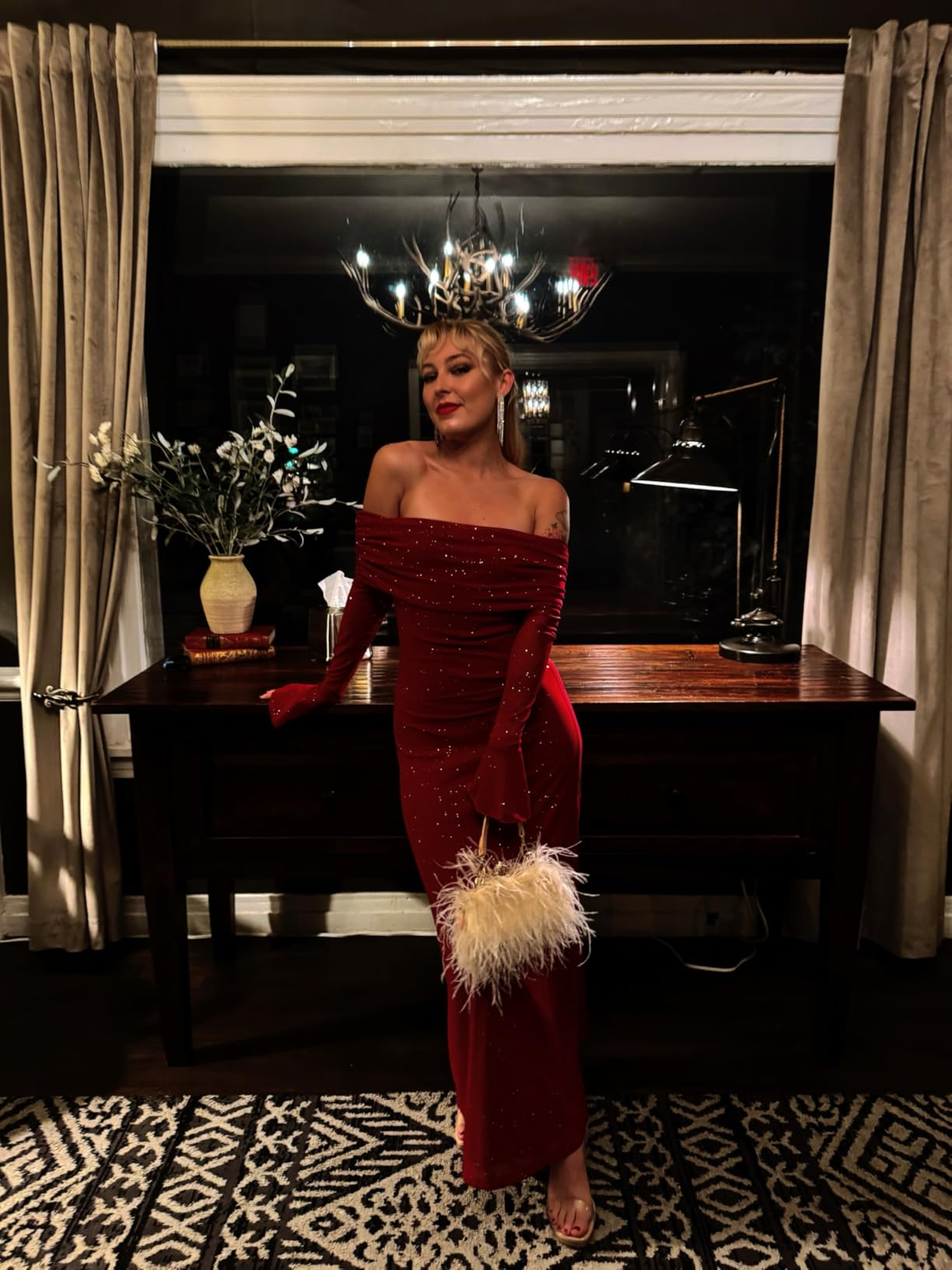 Off Shoulder Bodycon Maxi Dress