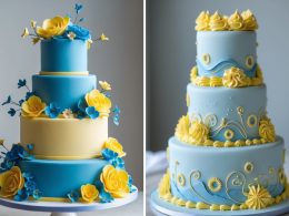 Blue & Yellow Wedding Cake Ideas