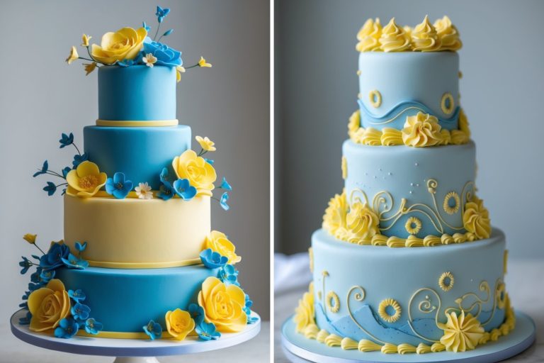 Blue & Yellow Wedding Cake Ideas
