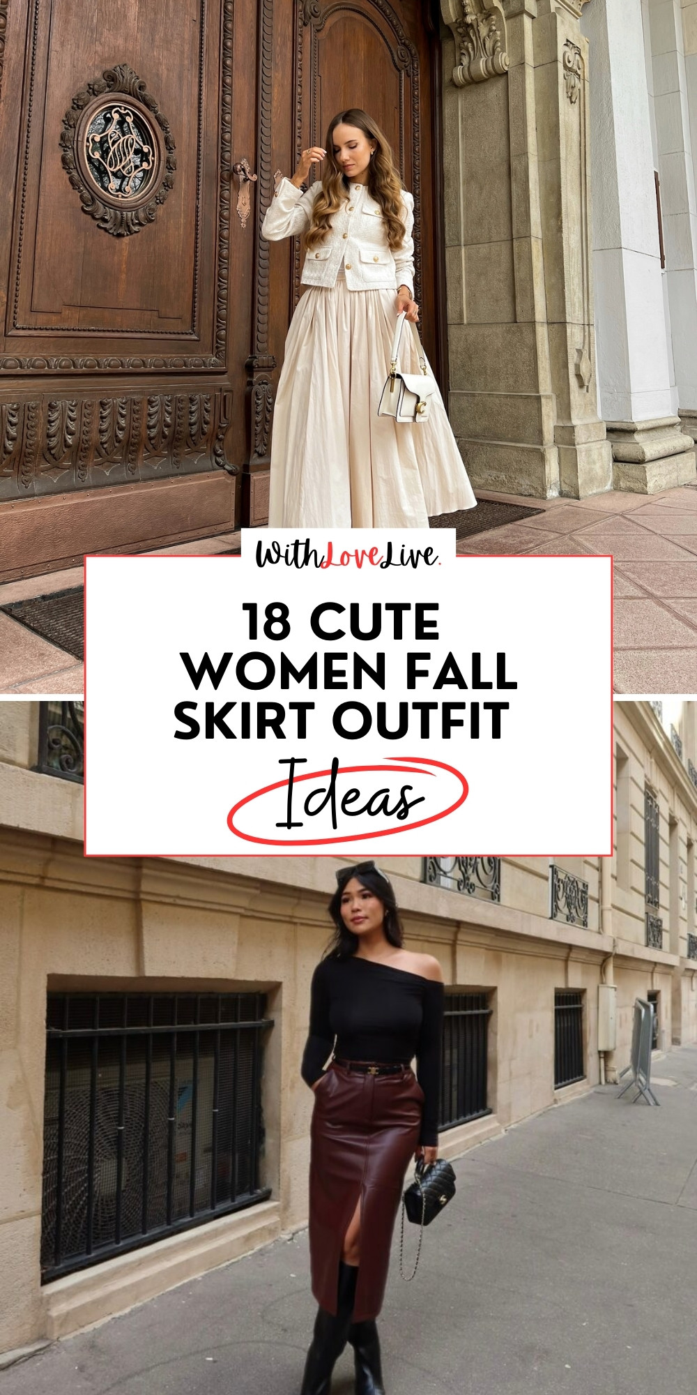 Fall Skirt Outfit Ideas For Women-pin